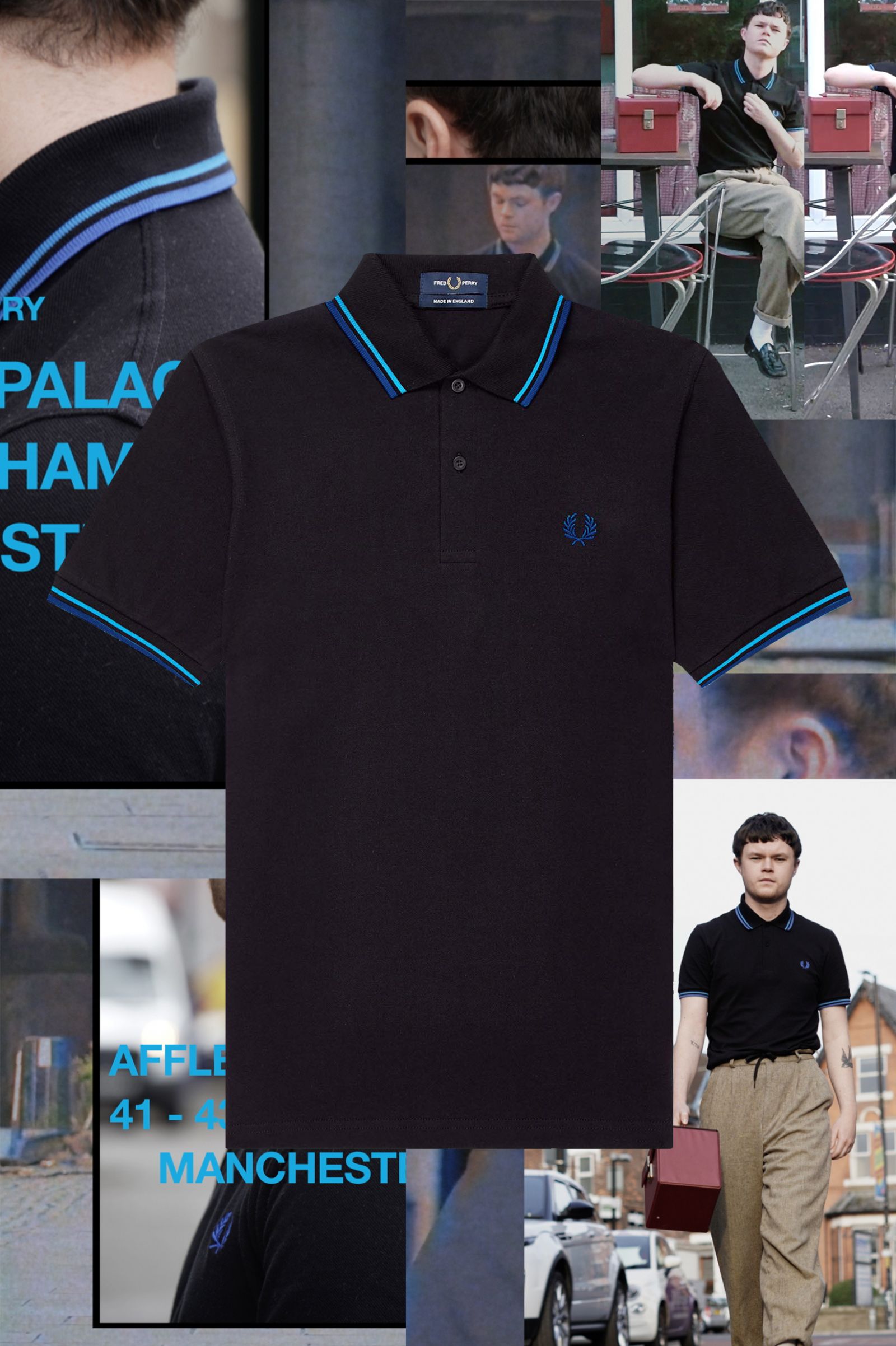 The Fred Perry ShirtM12 Black / Stockport Sky Blue Blue / Manchester Blue