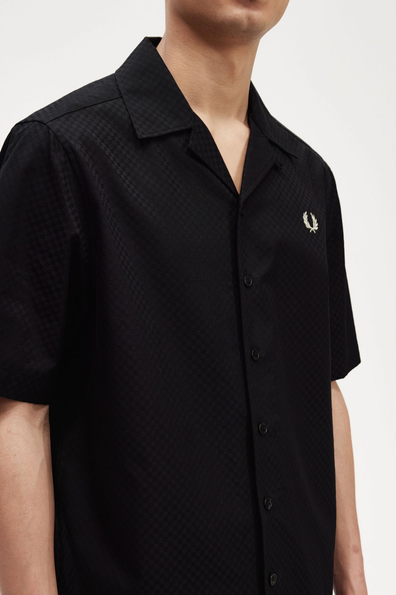 Chequerboard Revere Collar Shirt Black