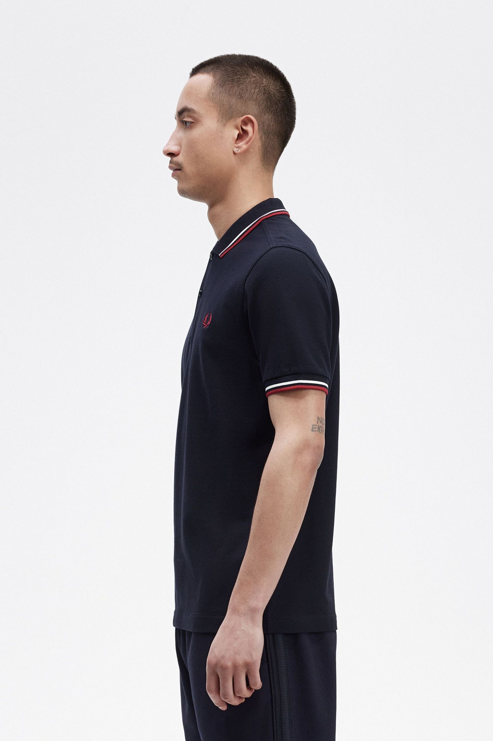 The Fred Perry ShirtM3600 Navy / Snow White / Burnt Red