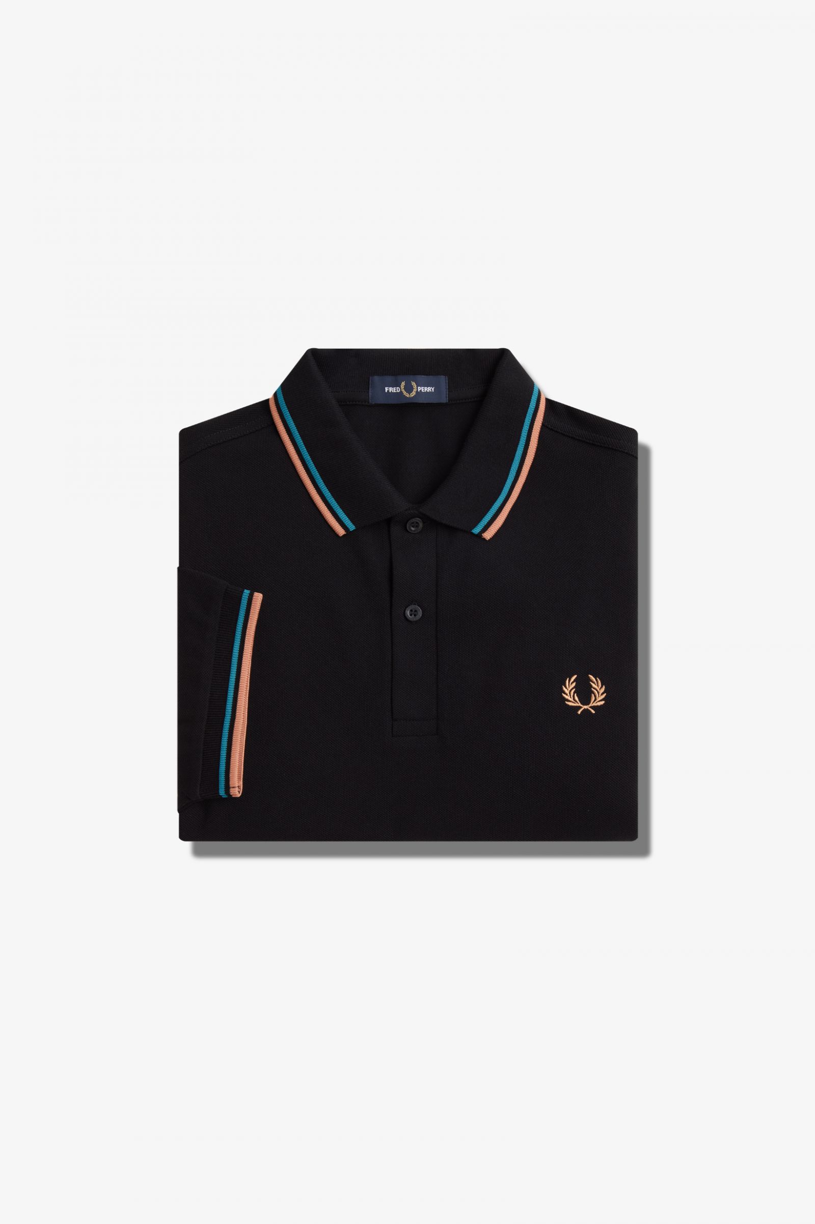 The Fred Perry ShirtM3600 Black / Cyber Blue / Light Rust