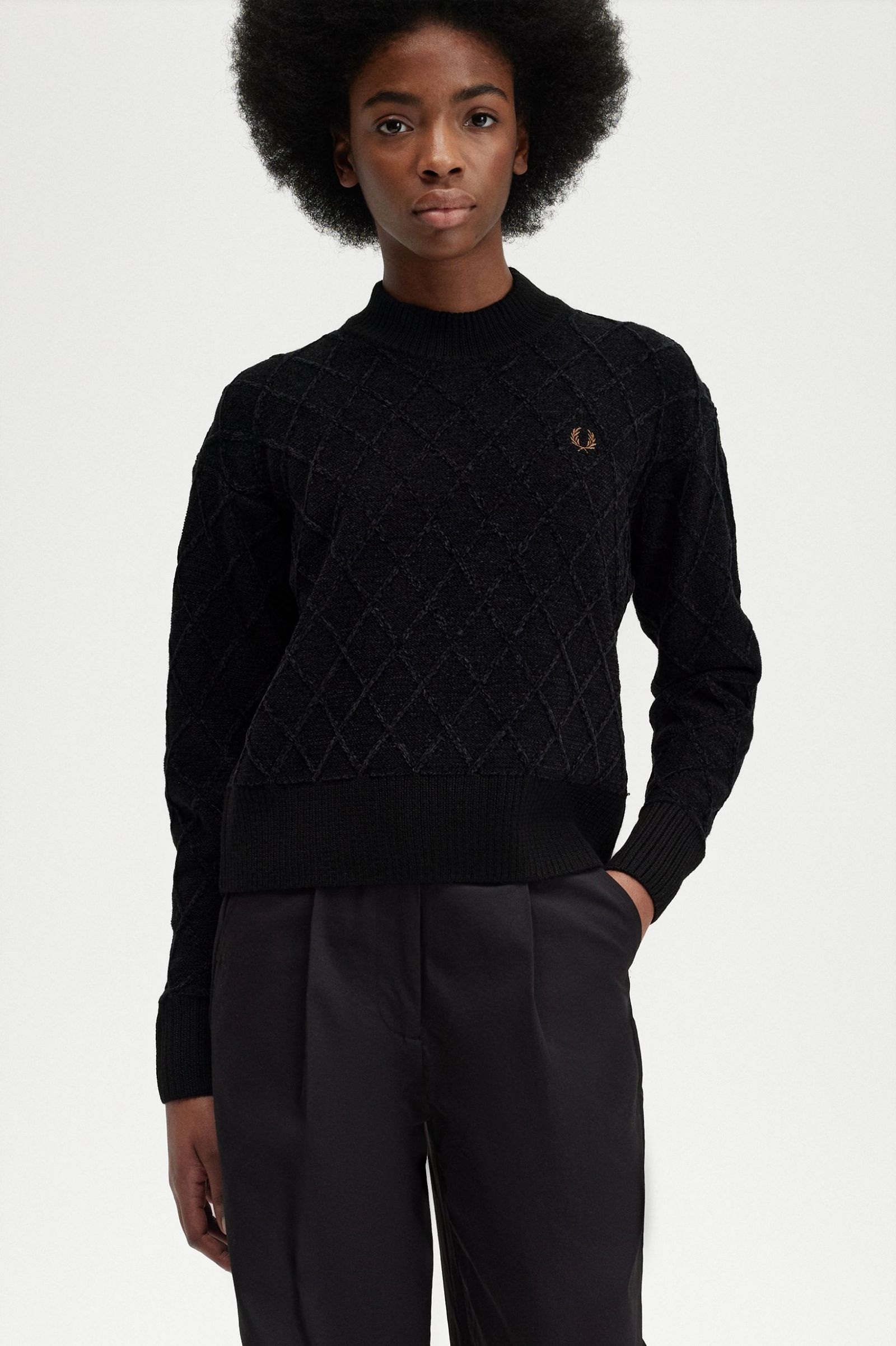 Chenille Grid Jumper Black