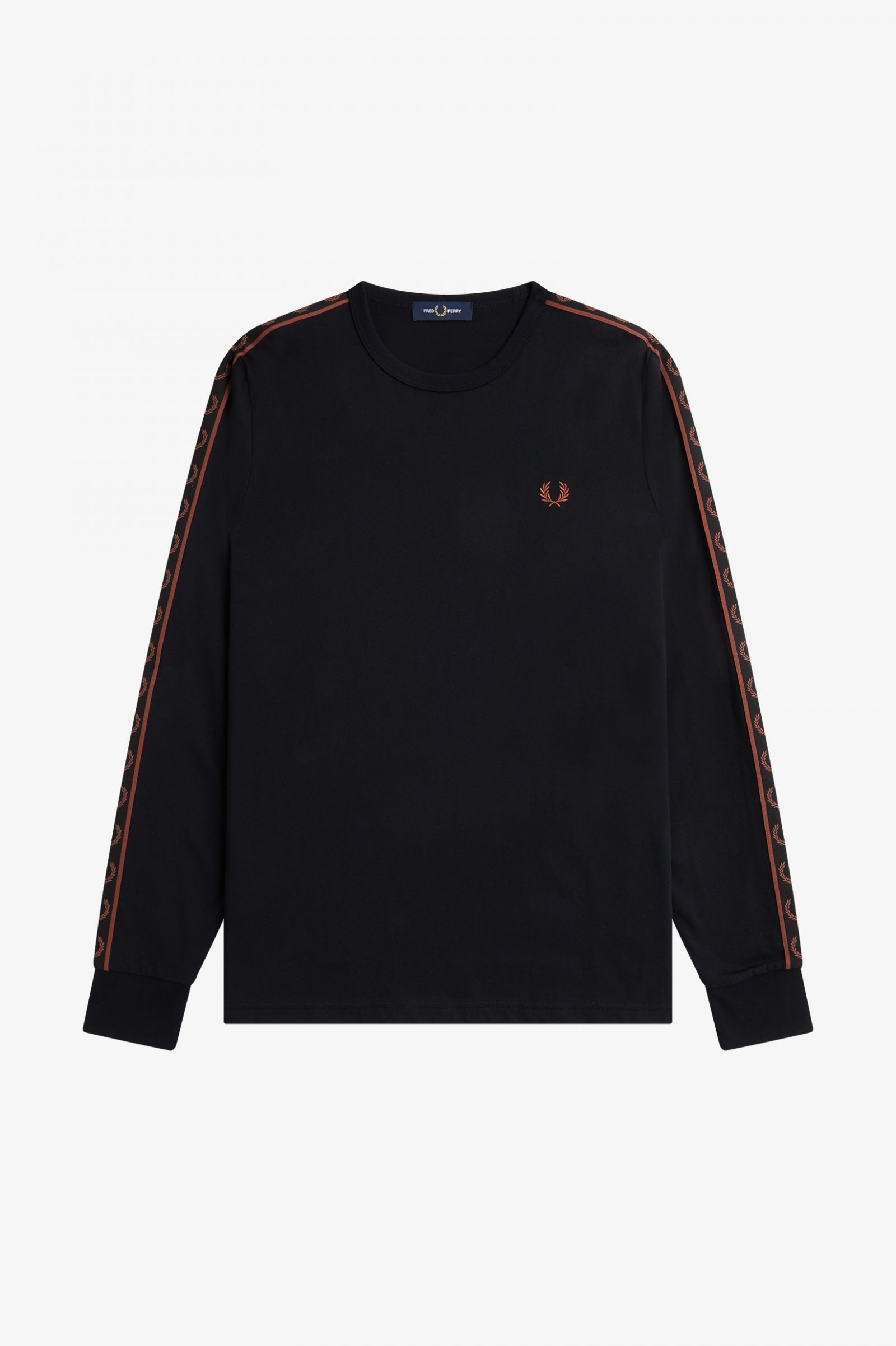 Taped Long Sleeve T-Shirt Black / Whisky Brown