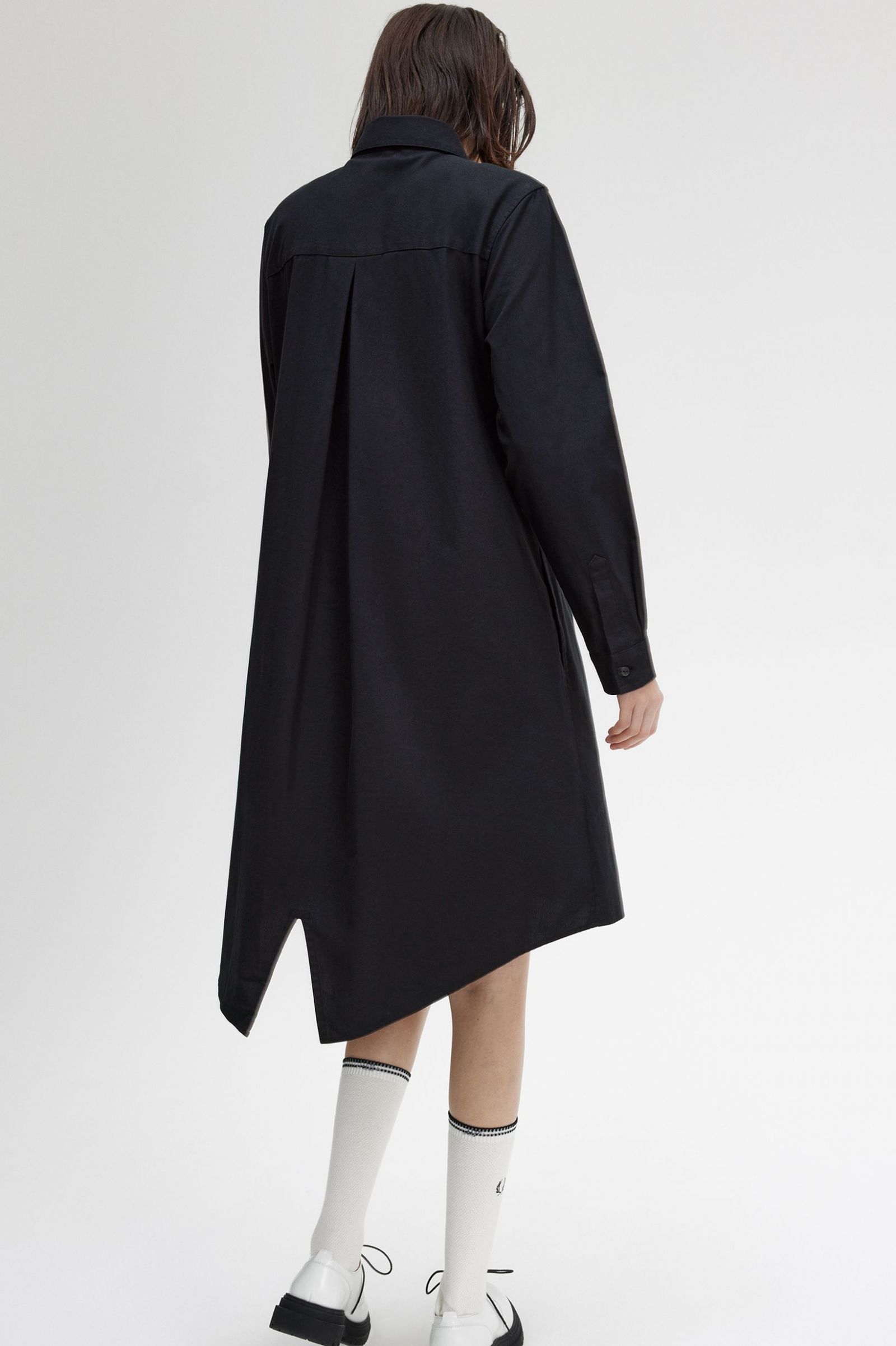Fishtail Hem Shirt Dress Black