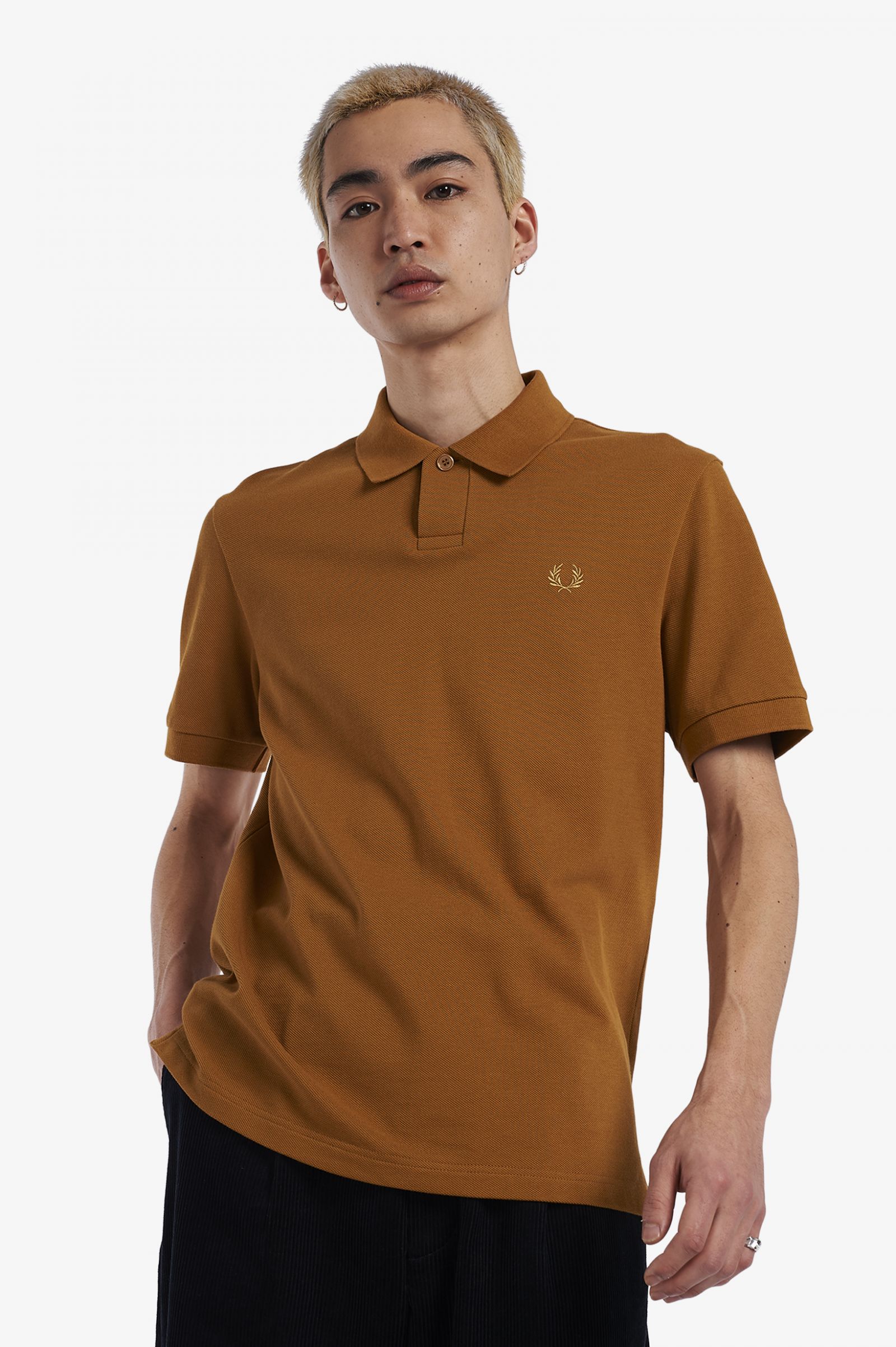 ReissuesOne Button Polo Shirt Dark Caramel