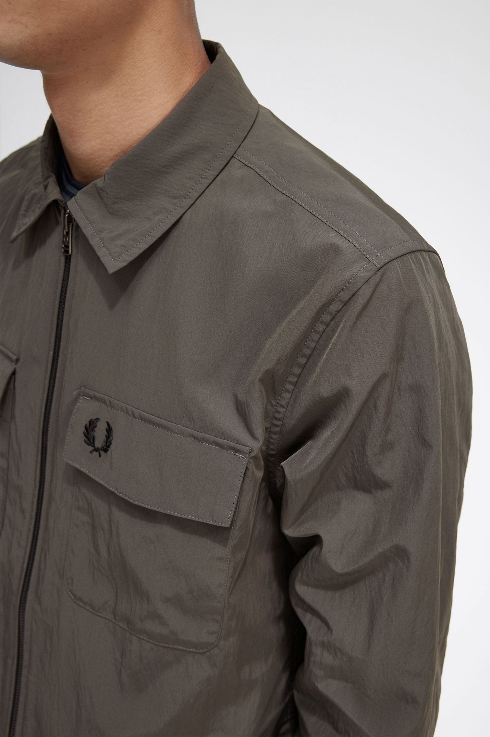 Lightweight Zip-Through Overshirt Field Green