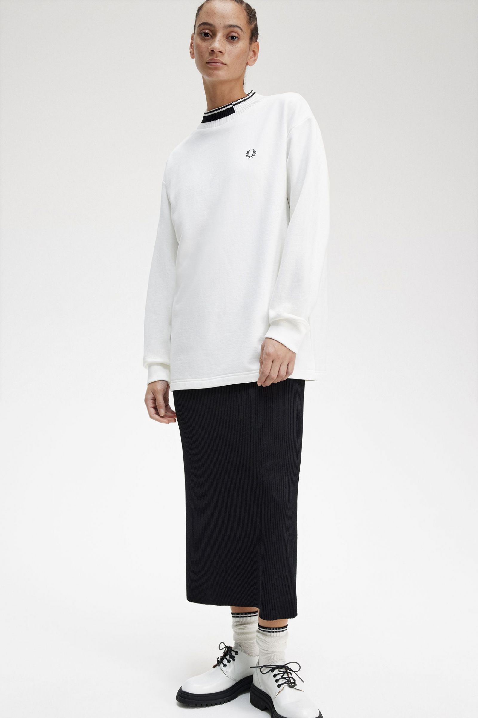 Tipped Trim Sweatshirt Snow White