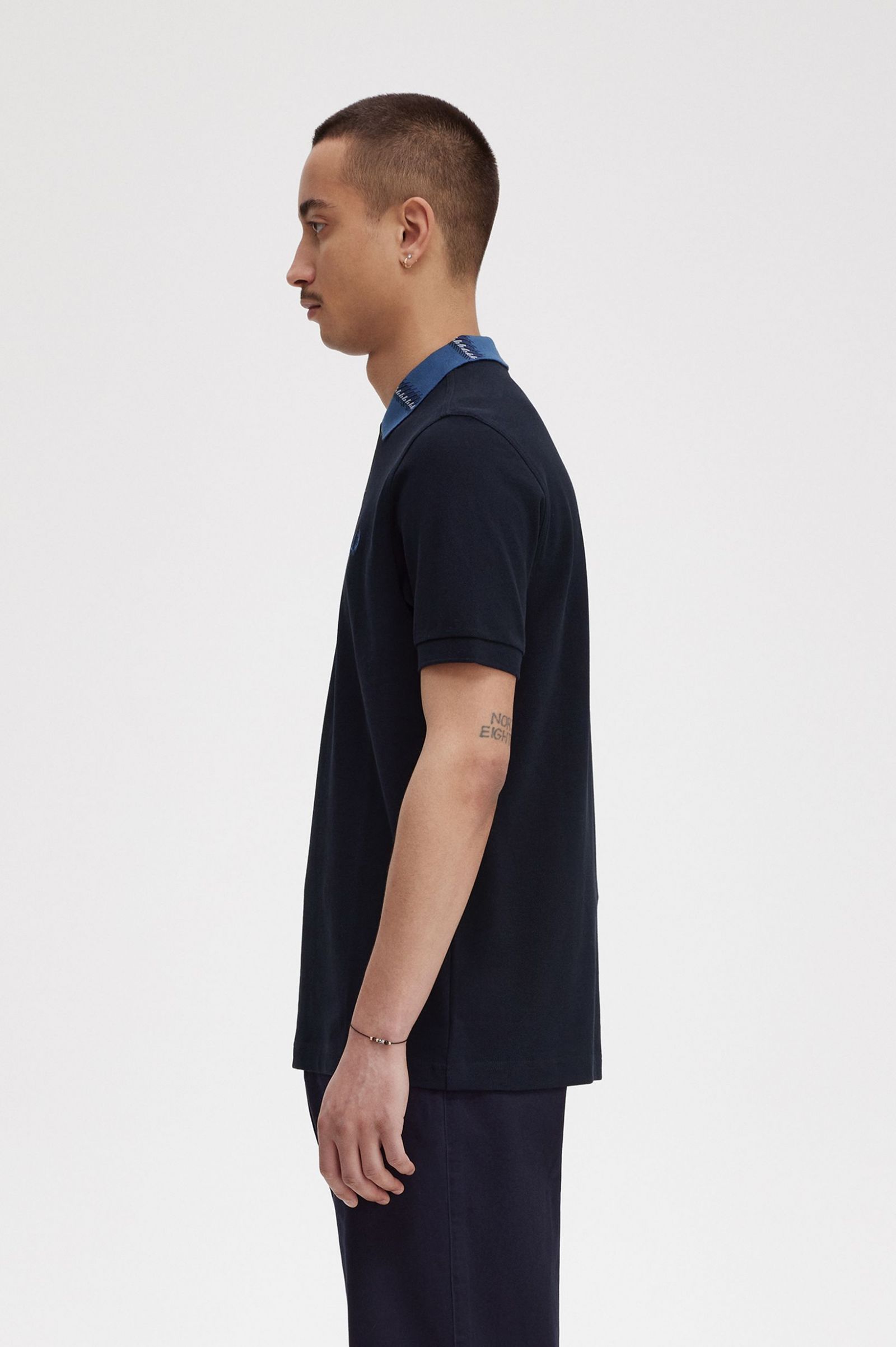 Graphic Collar Polo Shirt Navy