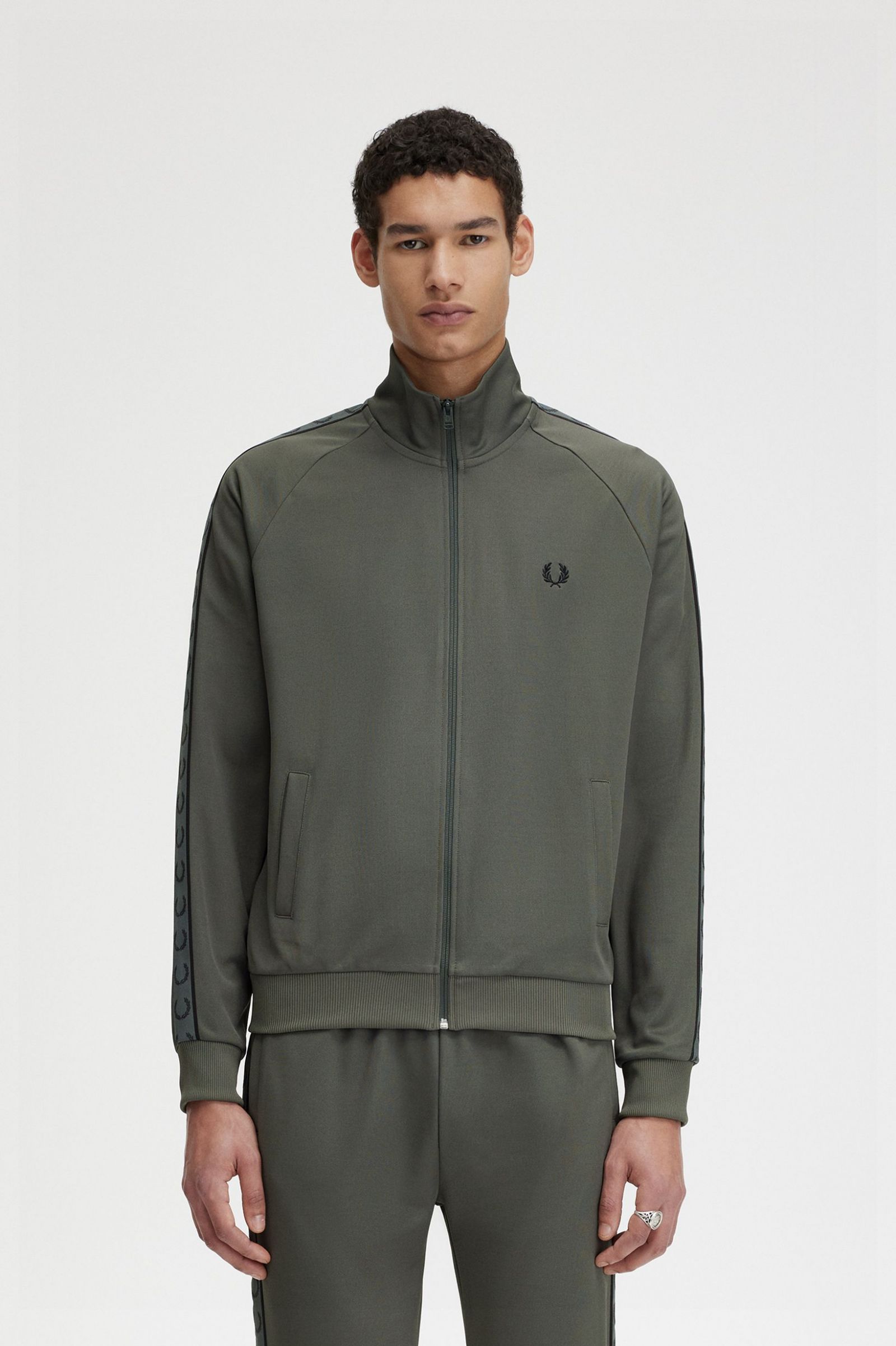 Contrast Tape Track Jacket Field Green / Black