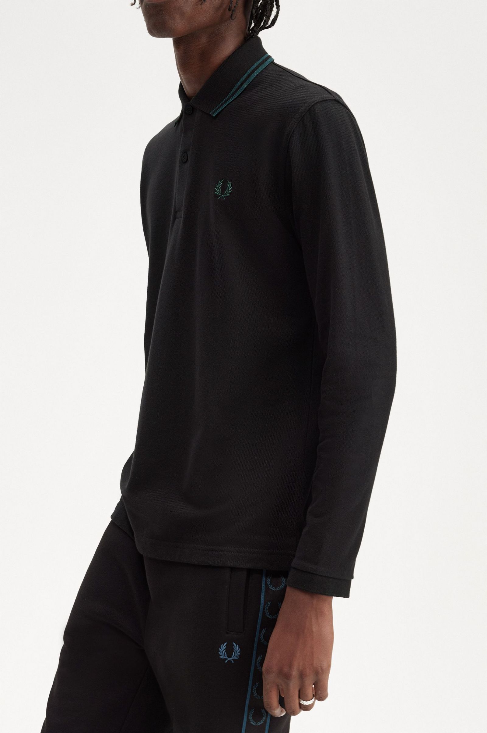 The Fred Perry ShirtM1212 Black / Petrol Blue / Petrol Blue