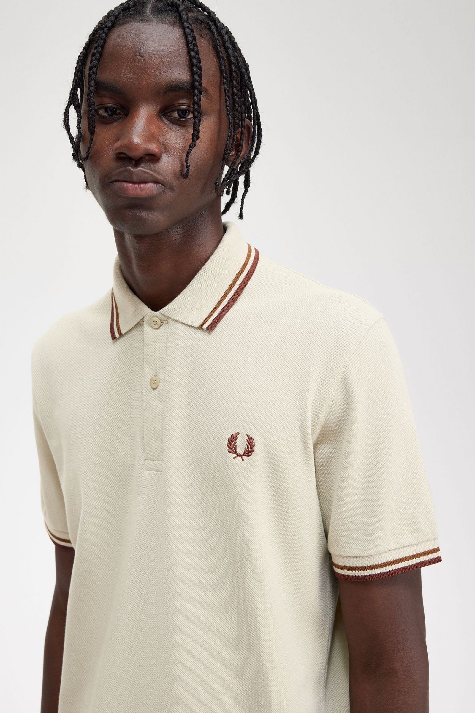 The Fred Perry ShirtM12 Oatmeal / Dark Caramel / Whisky Brown