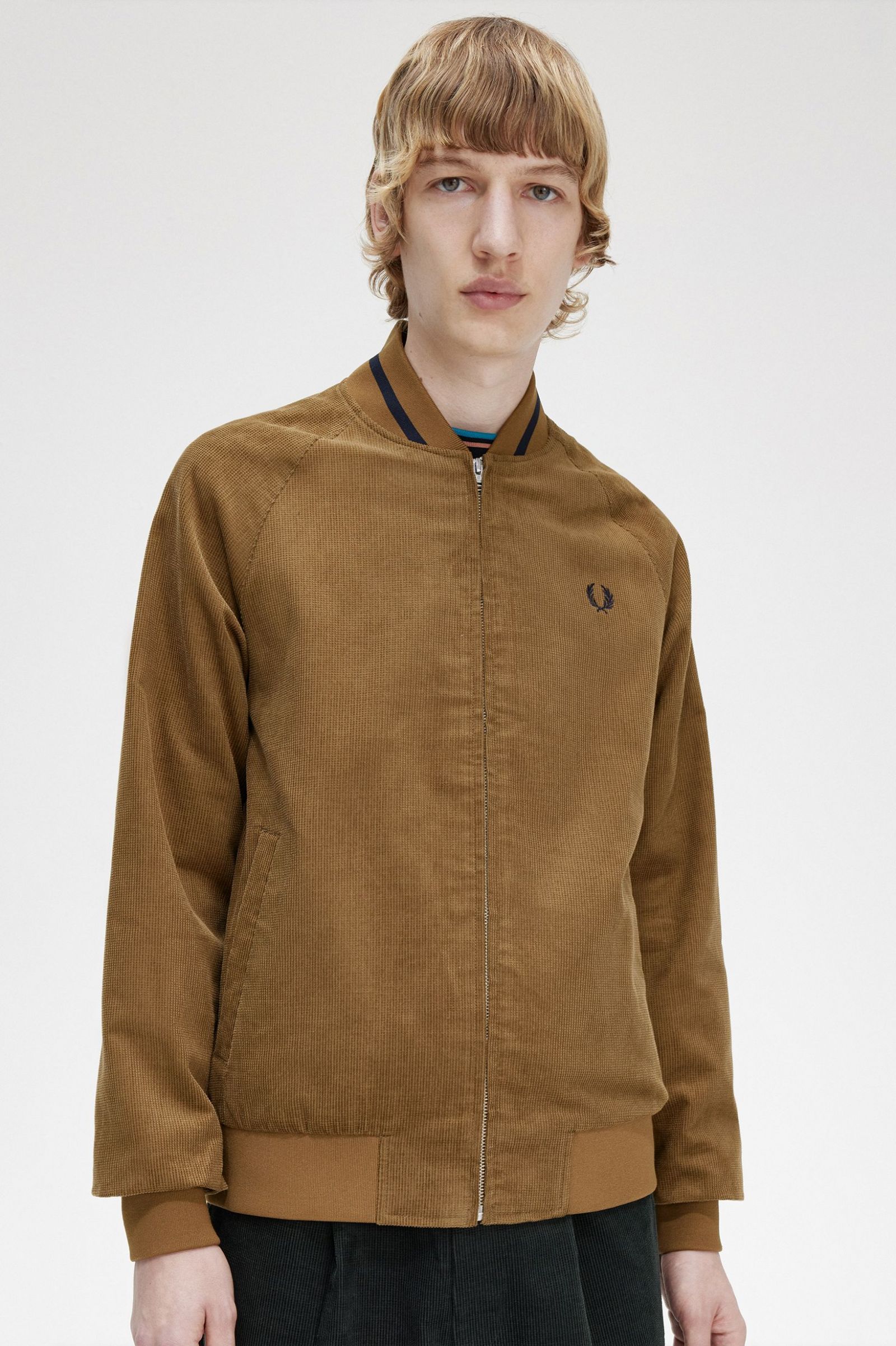 Waffle Cord Tennis Bomber Shaded Stone