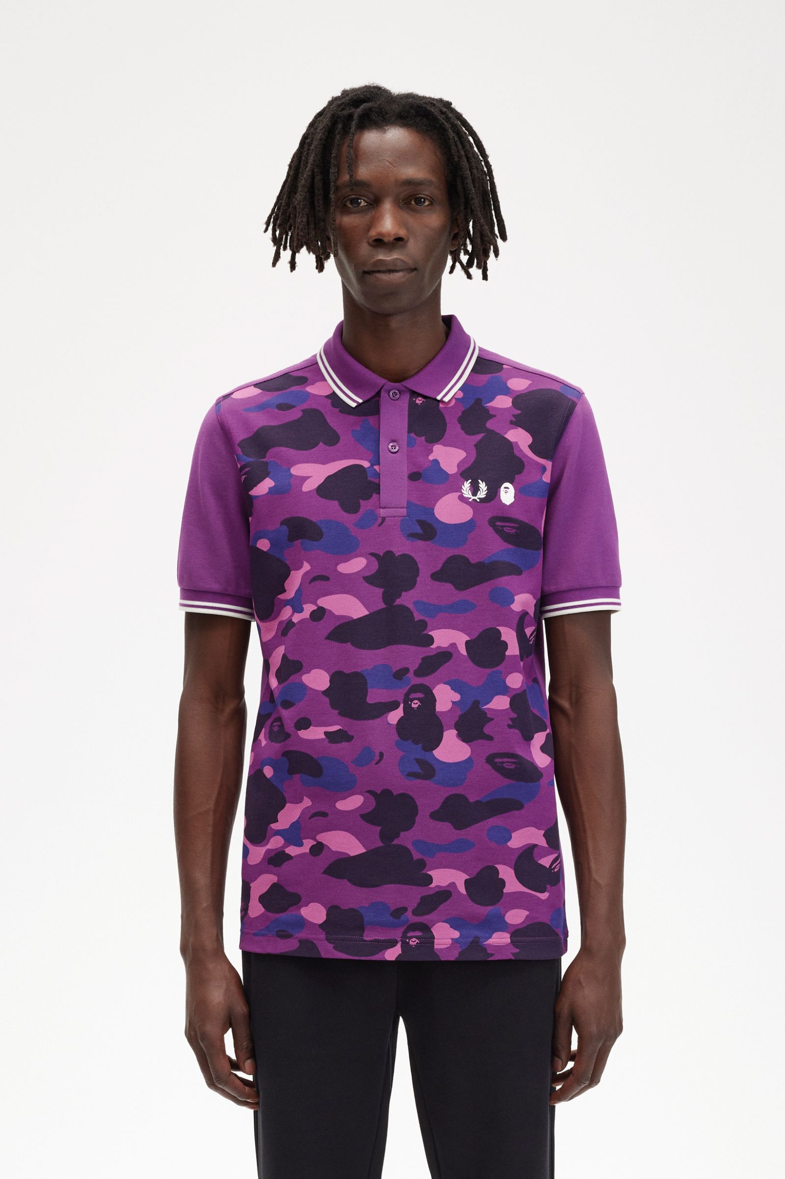 A Bathing Ape®Camouflage Fred Perry Shirt Black