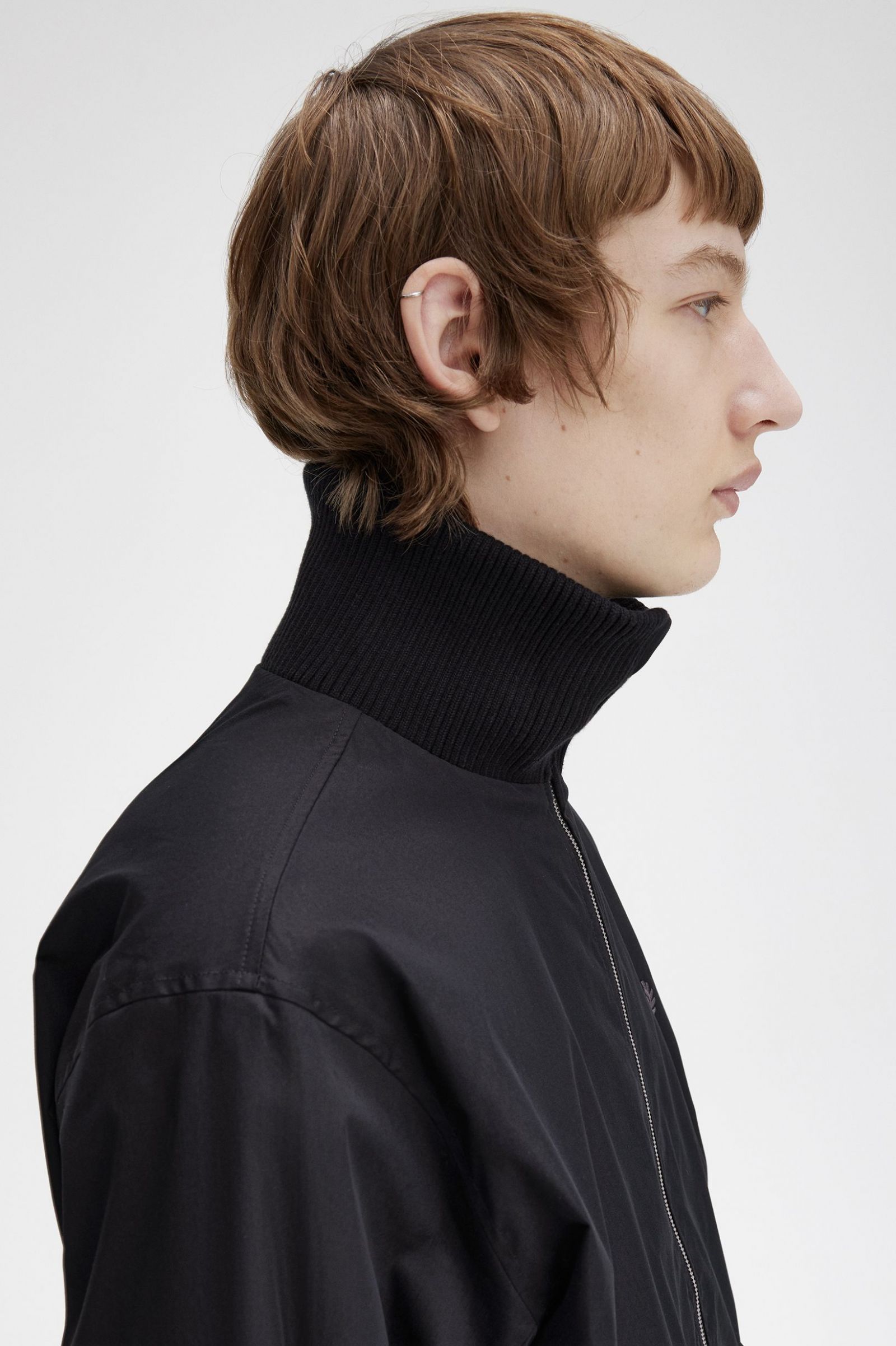 Knitted Rib Tennis Bomber Black