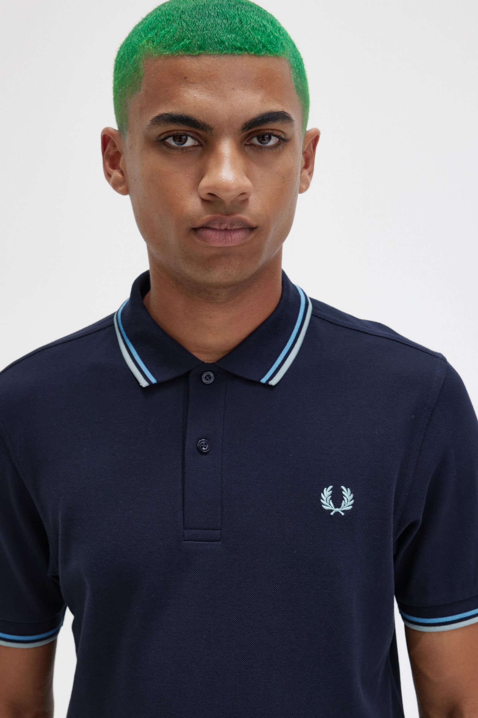 The Fred Perry ShirtM3600 Navy / Soft Blue / Silver Blue