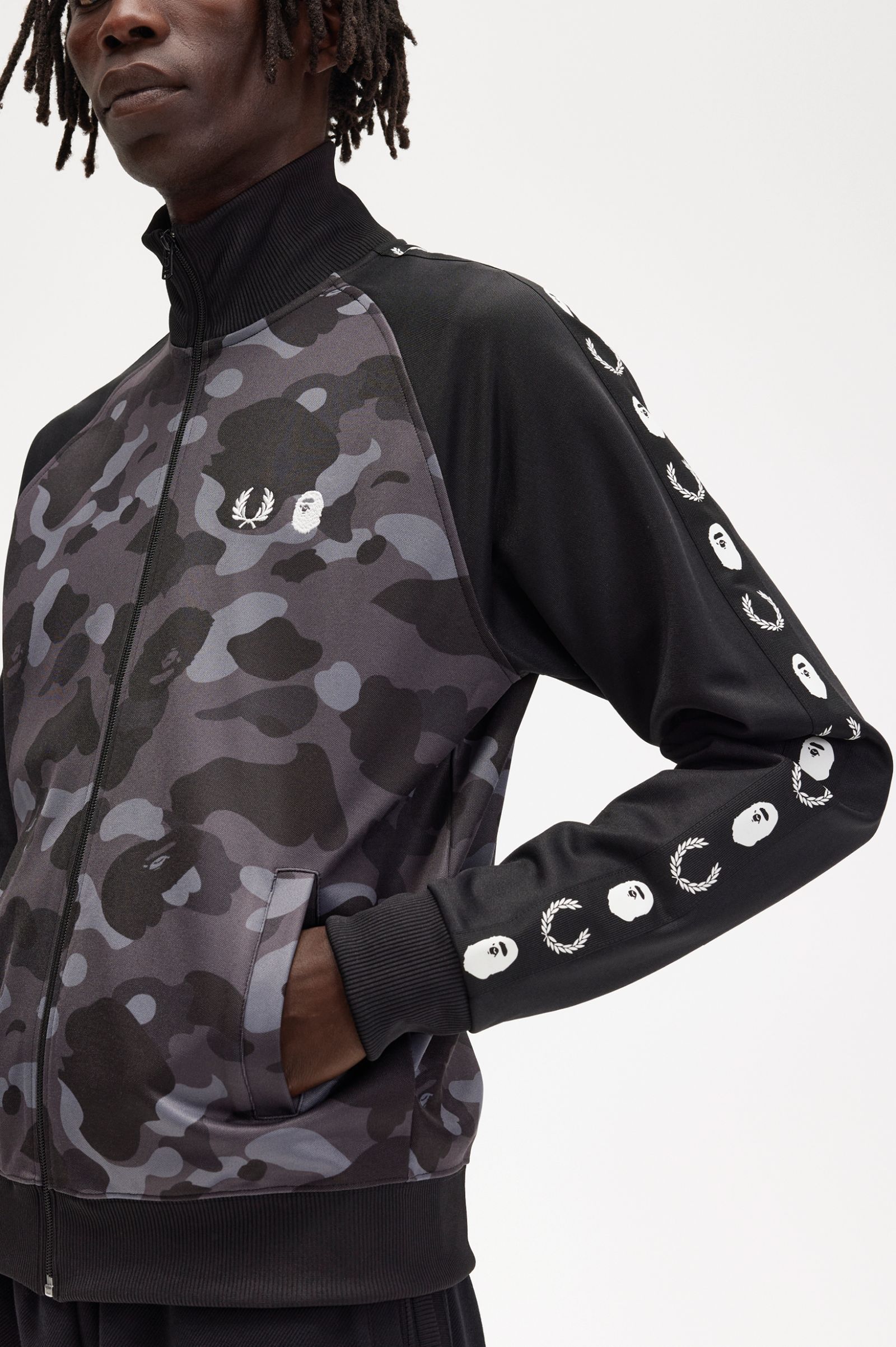 A Bathing Ape®Camouflage Panel Track Jacket Black