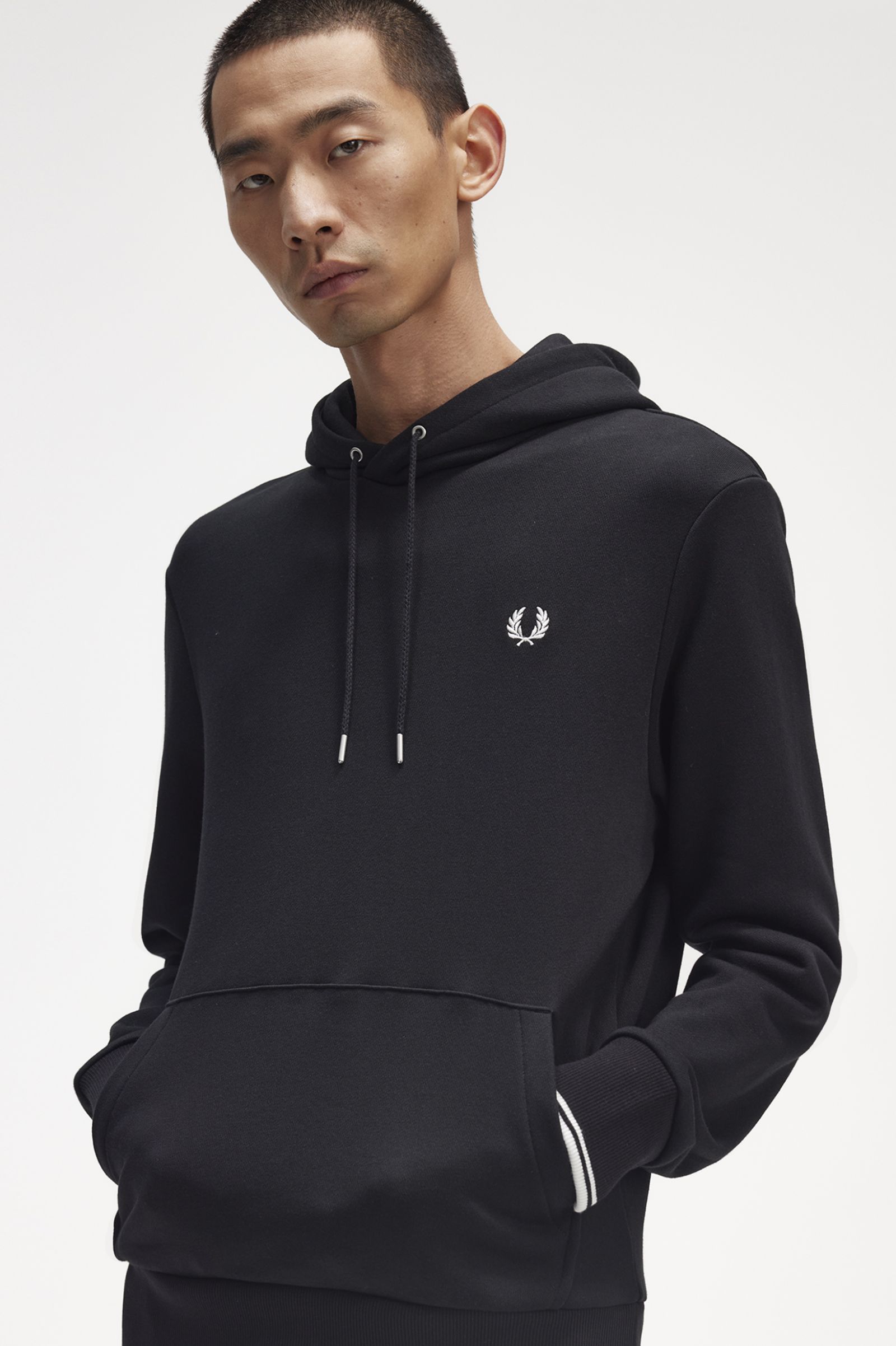 Tipped Hooded Sweatshirt Black