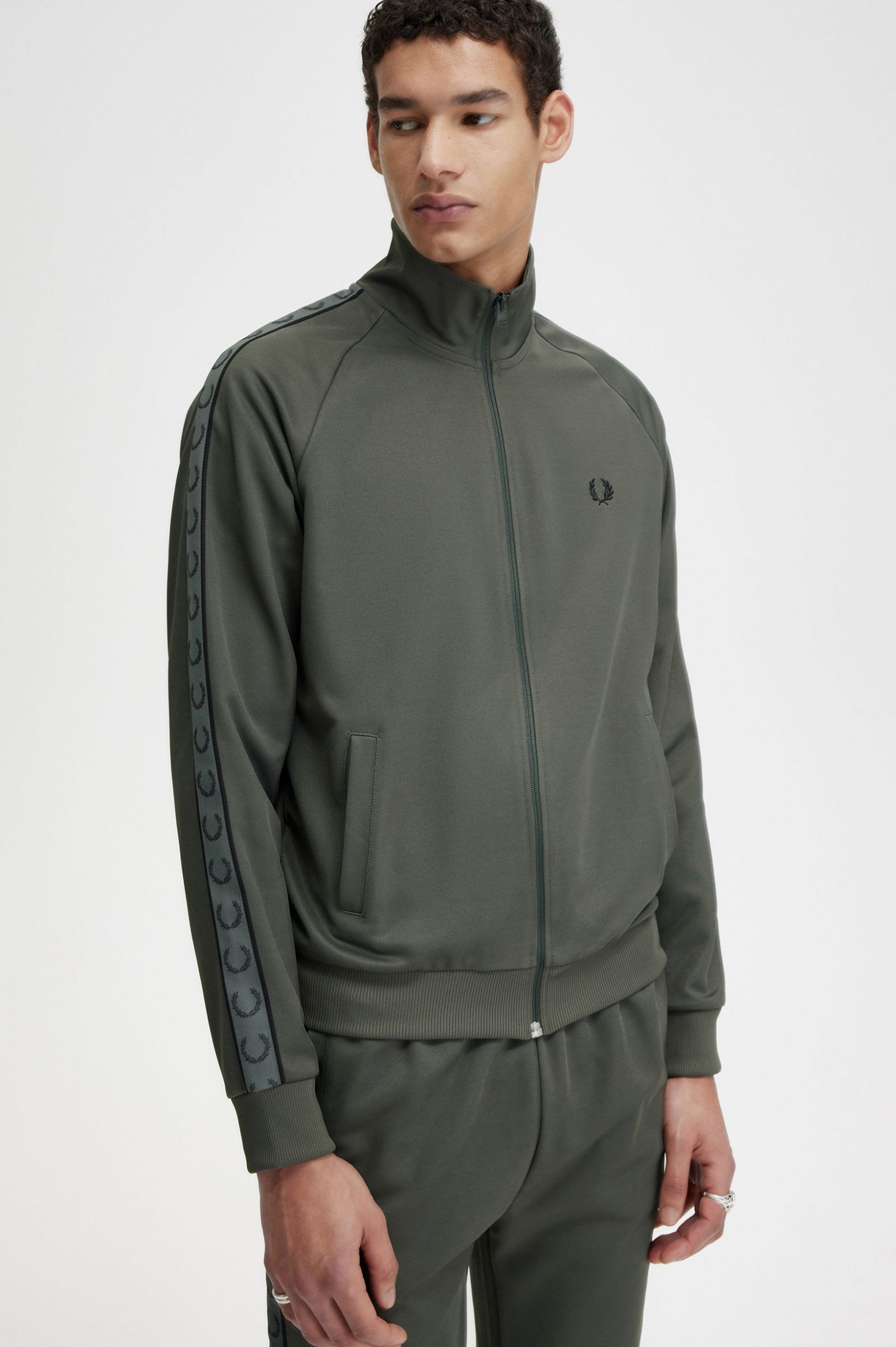 Contrast Tape Track Jacket Field Green / Black