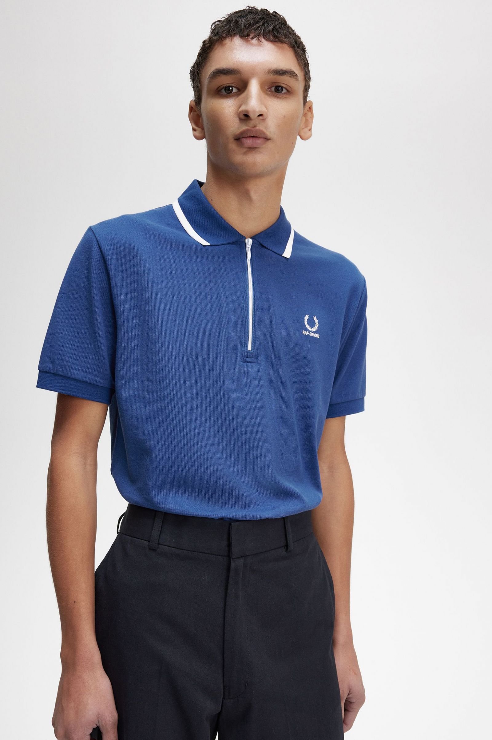 Raf SimonsHalf Zip Polo Shirt Royal Blue
