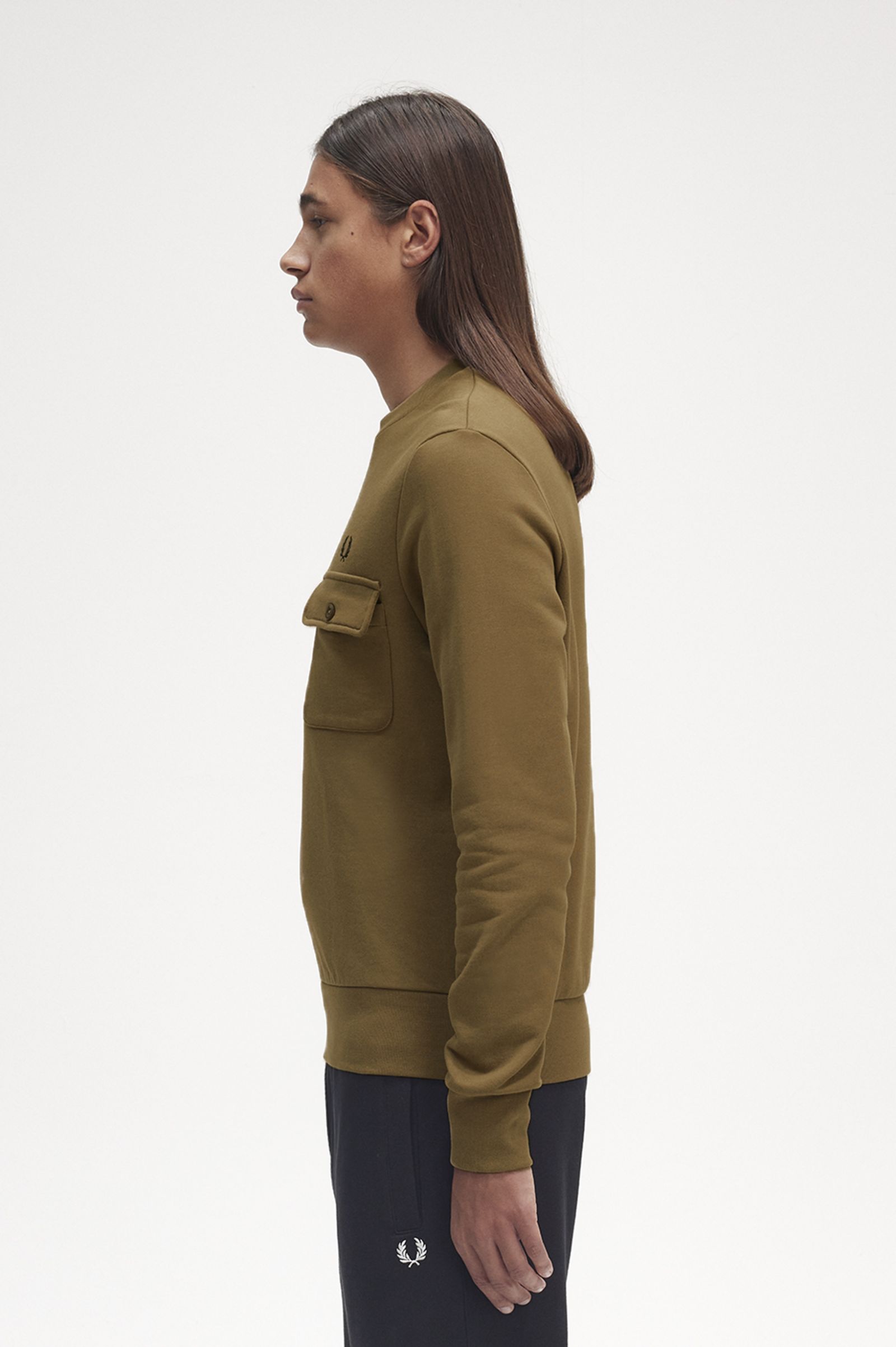 ReissuesPocket Detail Crew Neck Sweatshirt Shaded Stone