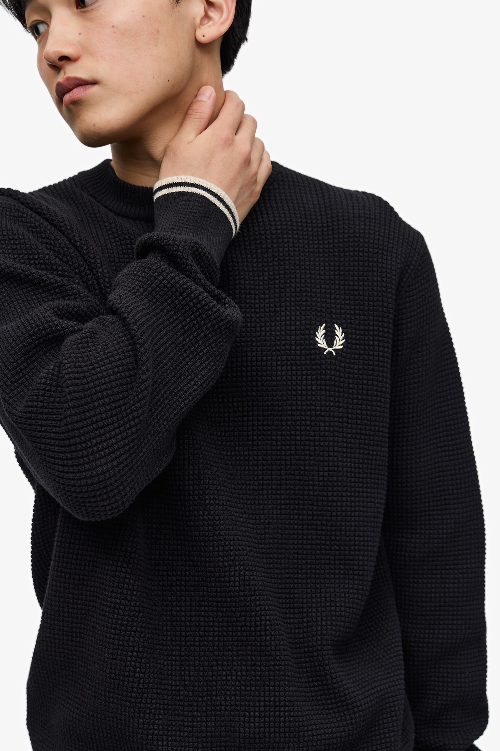 Waffle Stitch Jumper Black