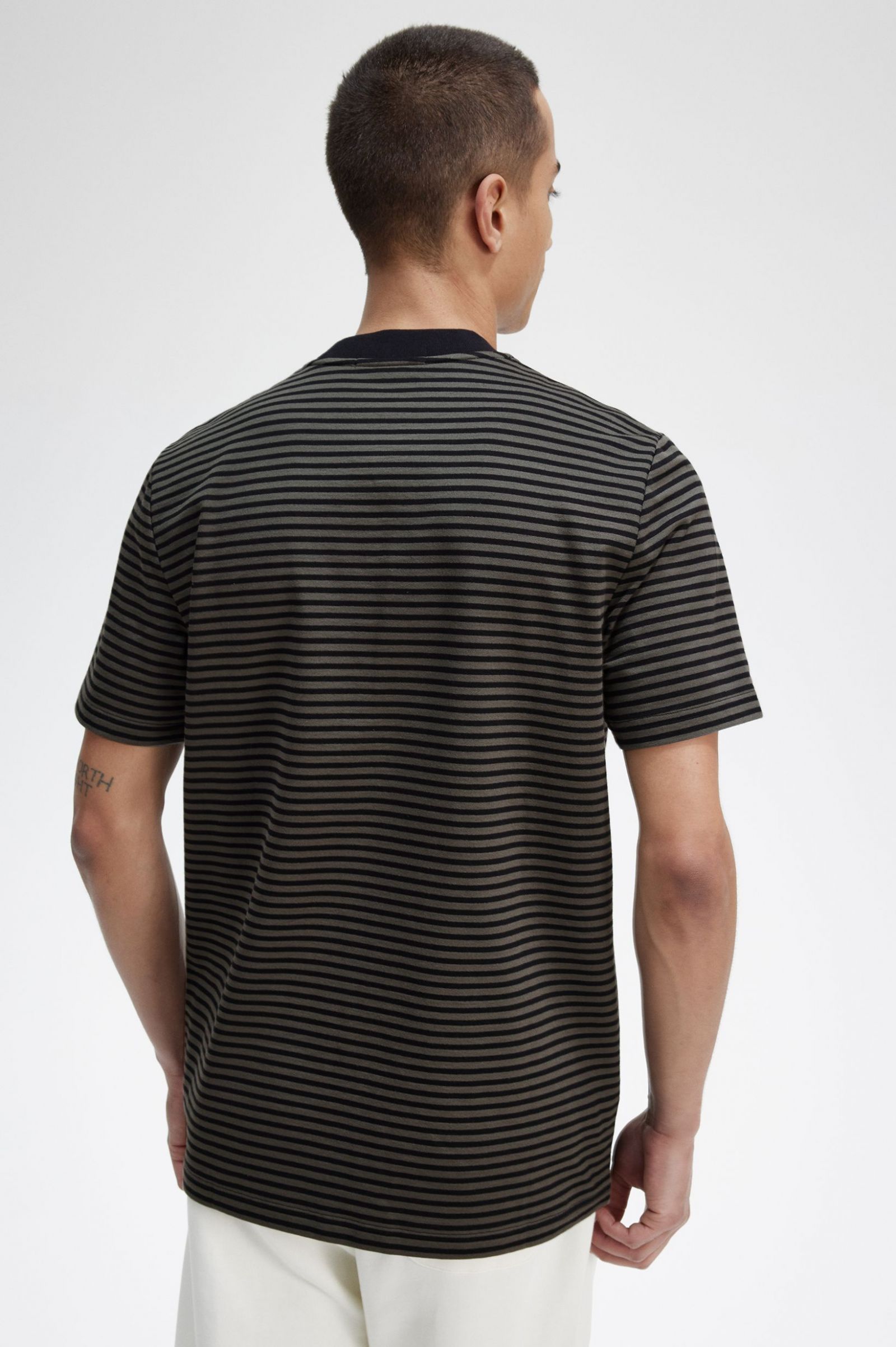 Fine Stripe Heavyweight T-Shirt Black / Field Green