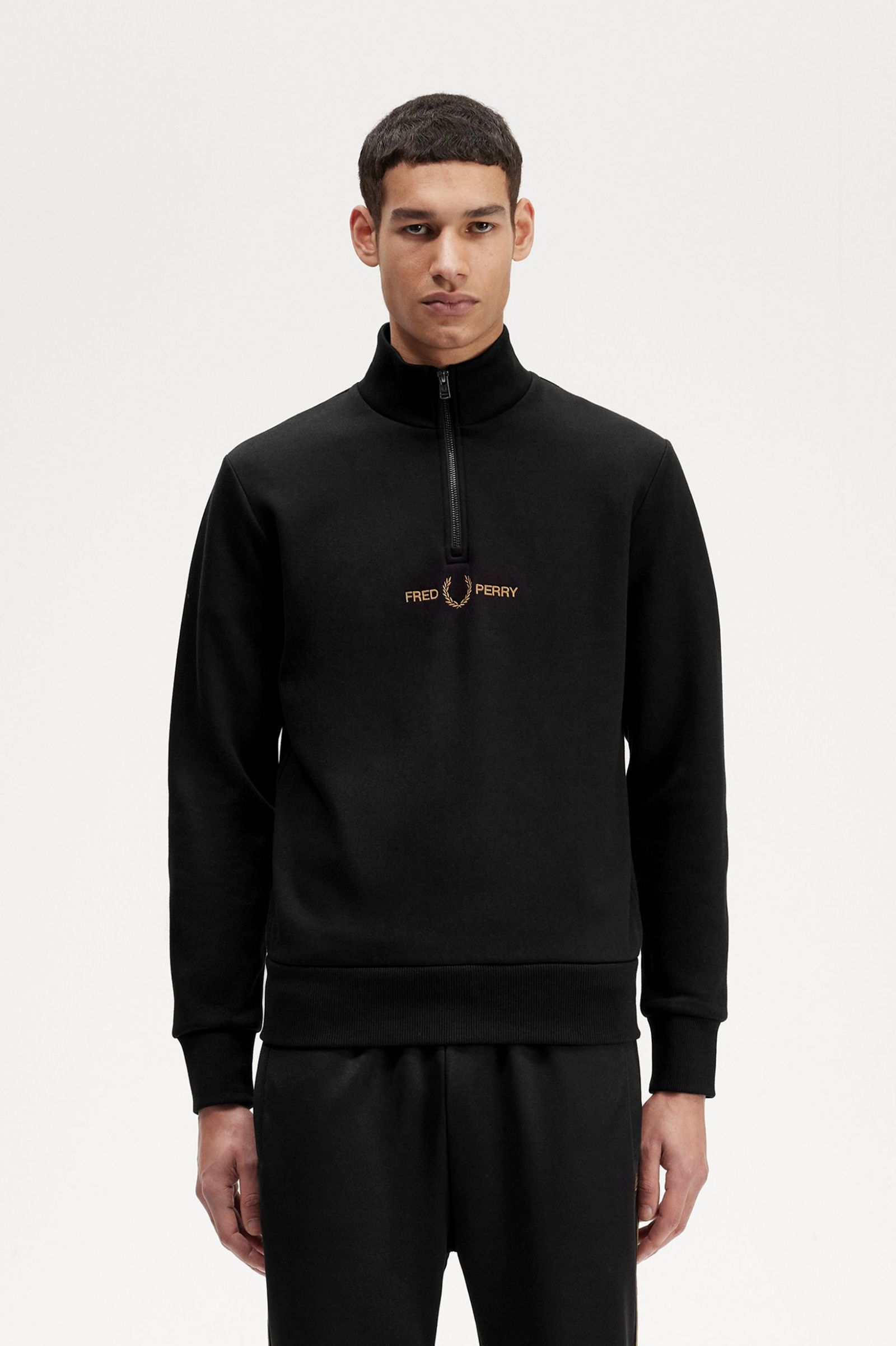 Double Graphic Half Zip Sweatshirt Black