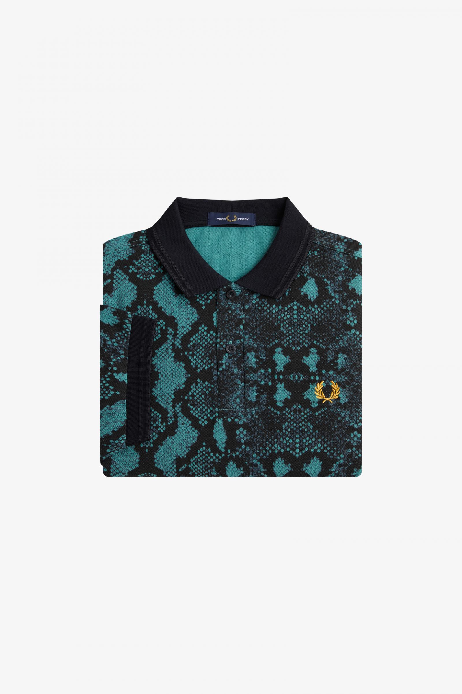 Snake Print Fred Perry Shirt Deep Mint