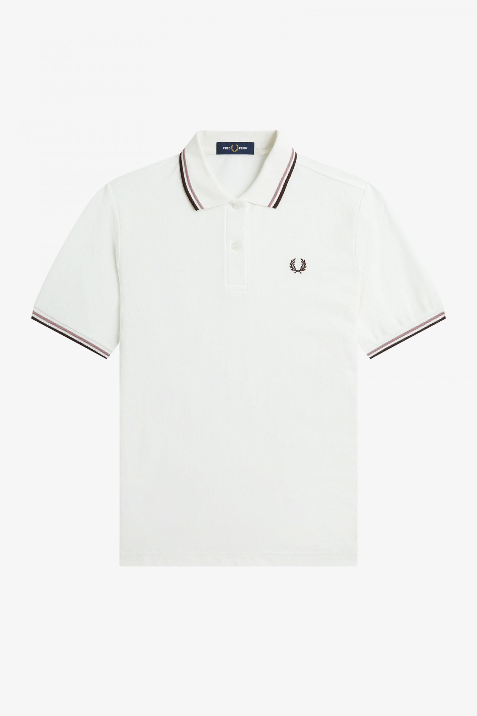 The Fred Perry ShirtG3600 Snow White / Dark Pink / Burnt Tobacco
