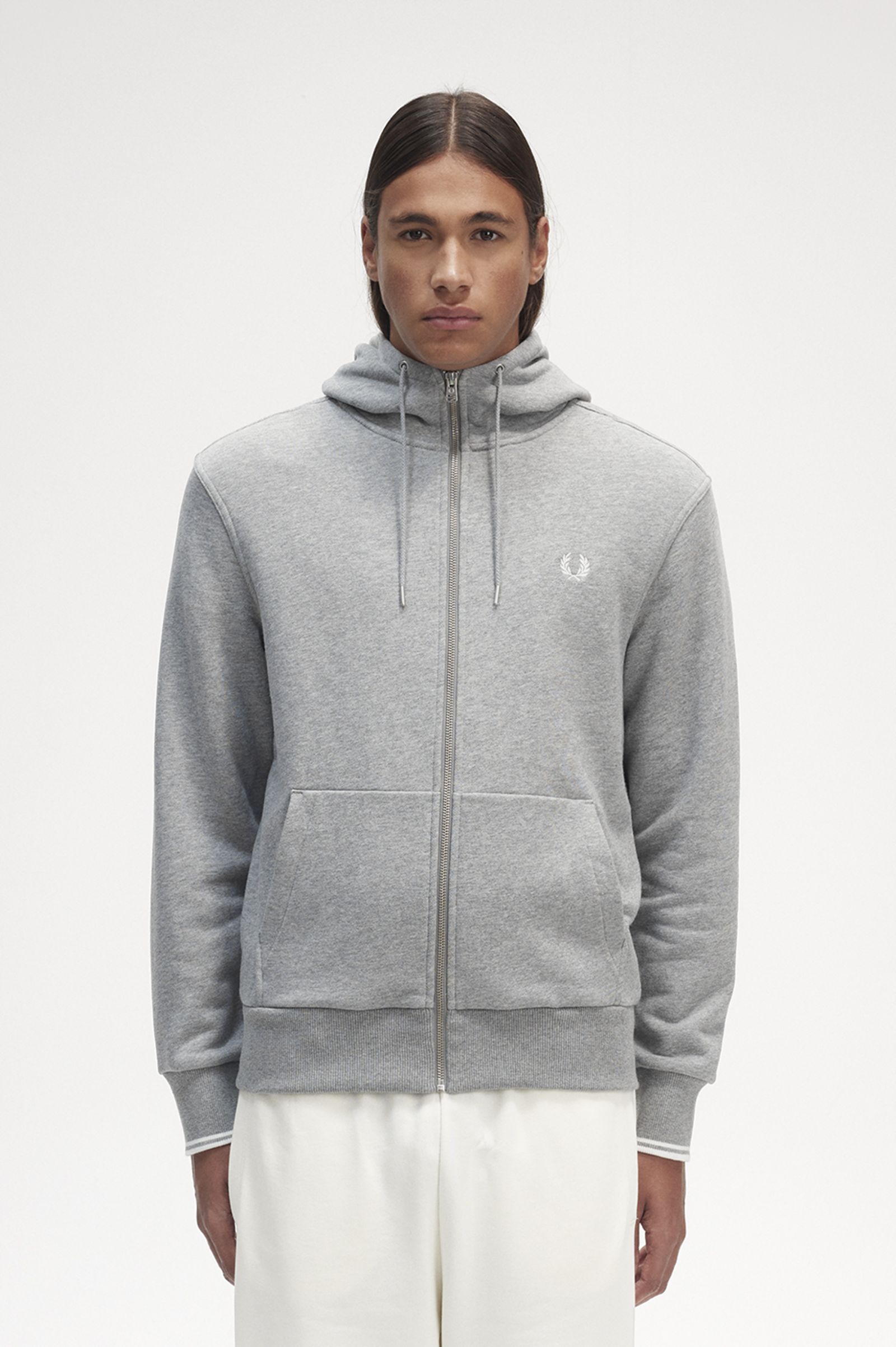Hooded Zip Through Sweatshirt Steel Marl