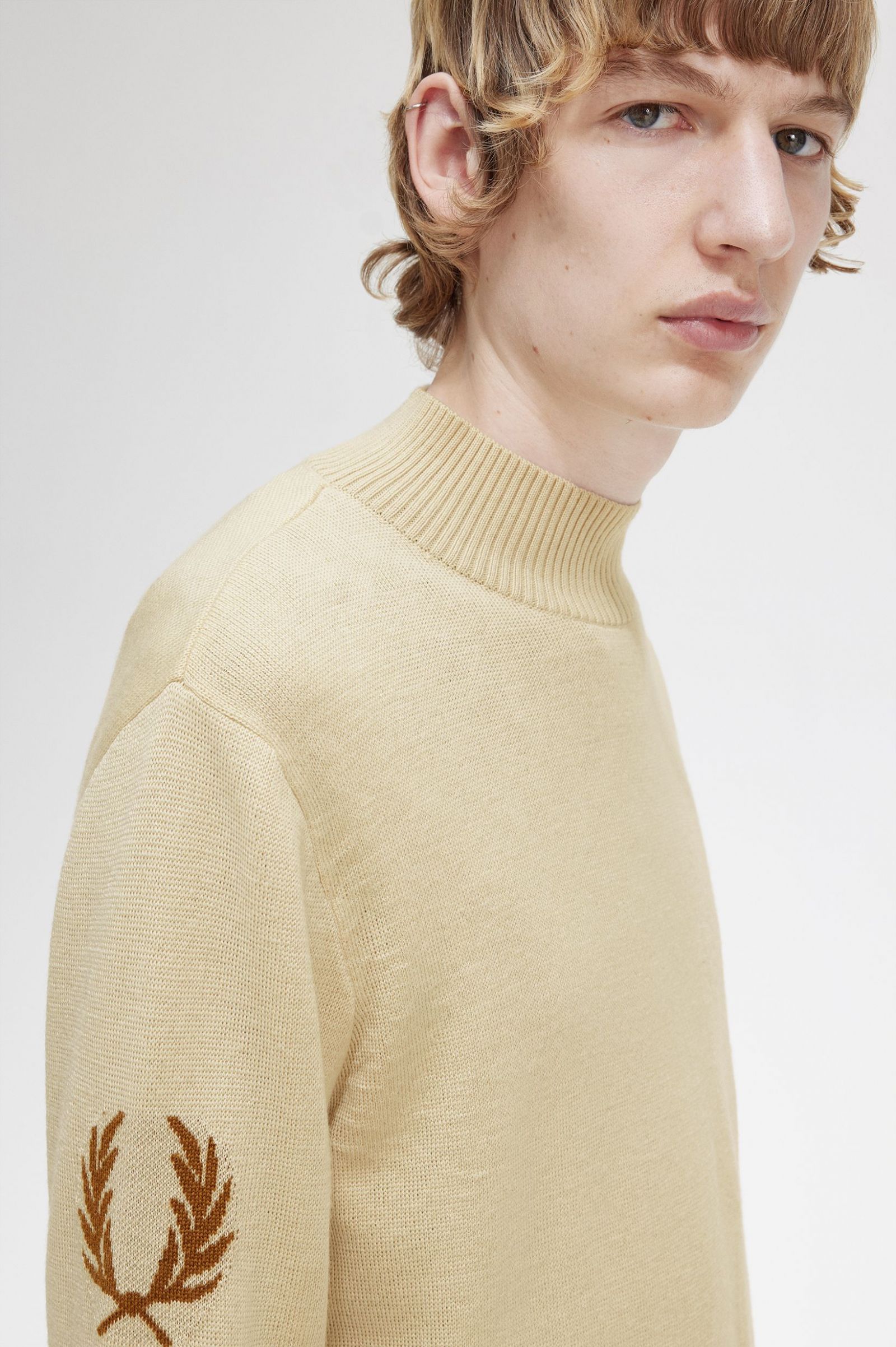 Laurel Wreath Mock Neck Jumper Oatmeal