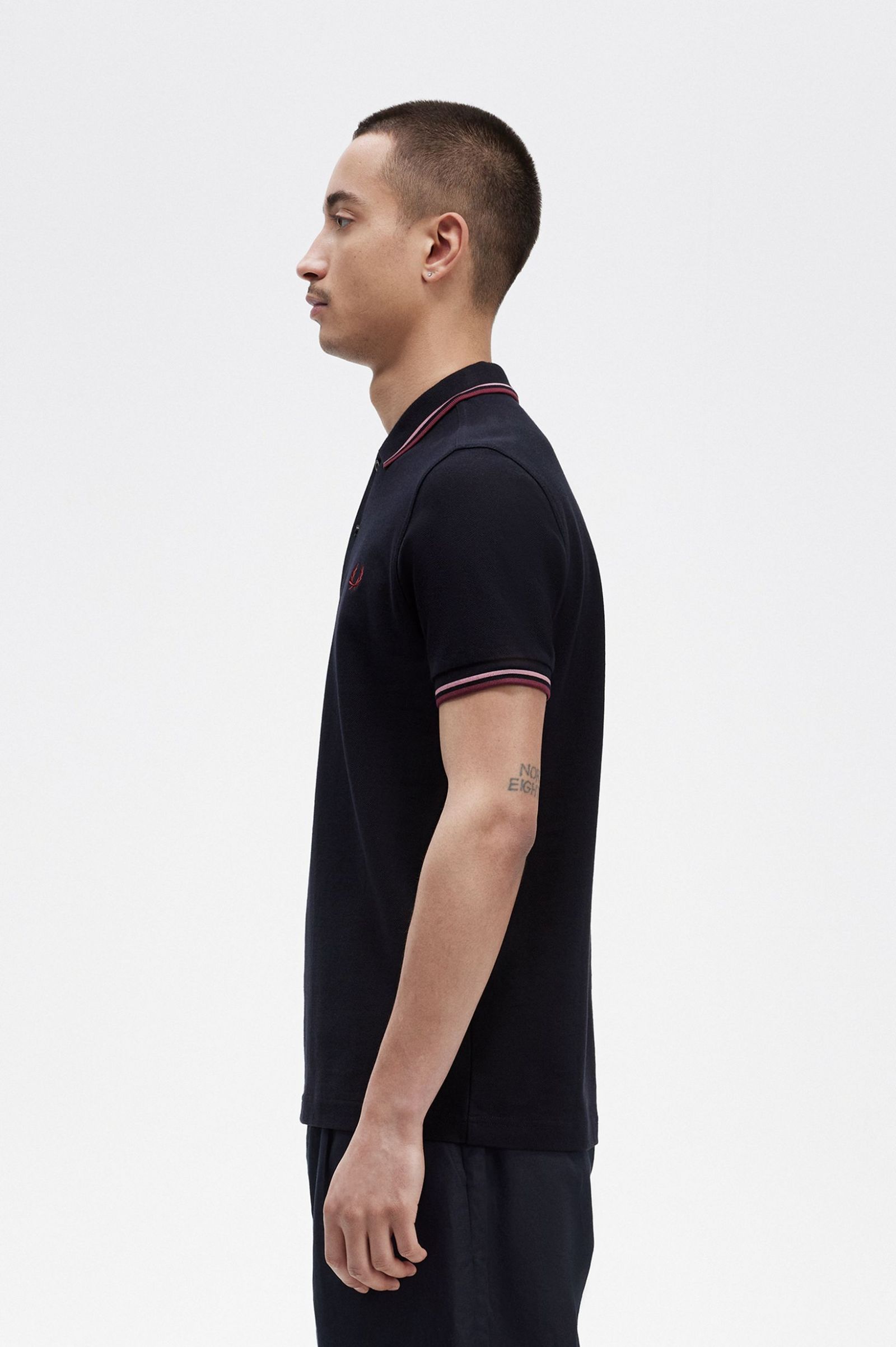The Fred Perry ShirtM3600 Navy / Dusty Rose Pink / Oxblood