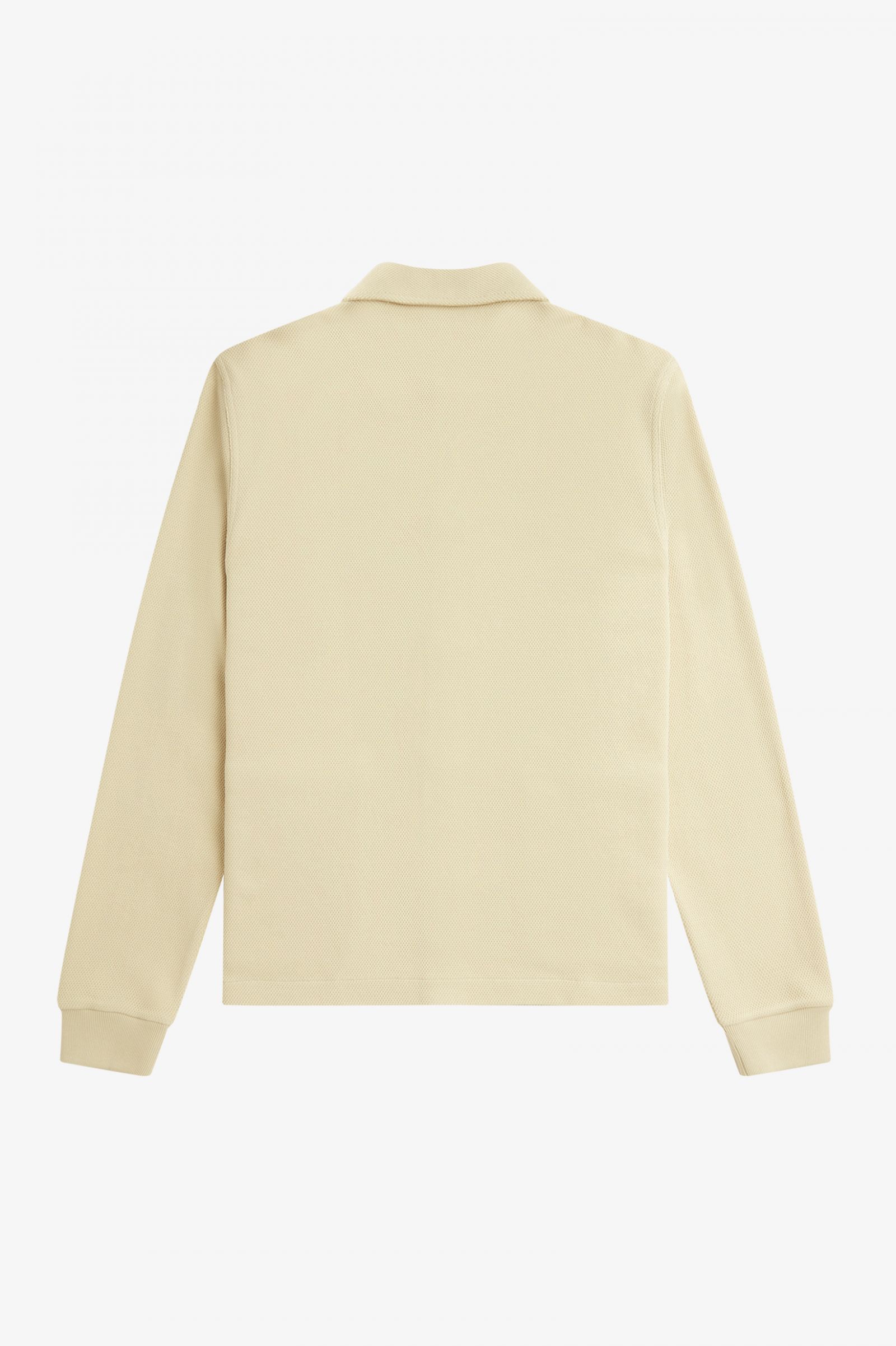 Button Through Long Sleeve Polo Shirt Oatmeal