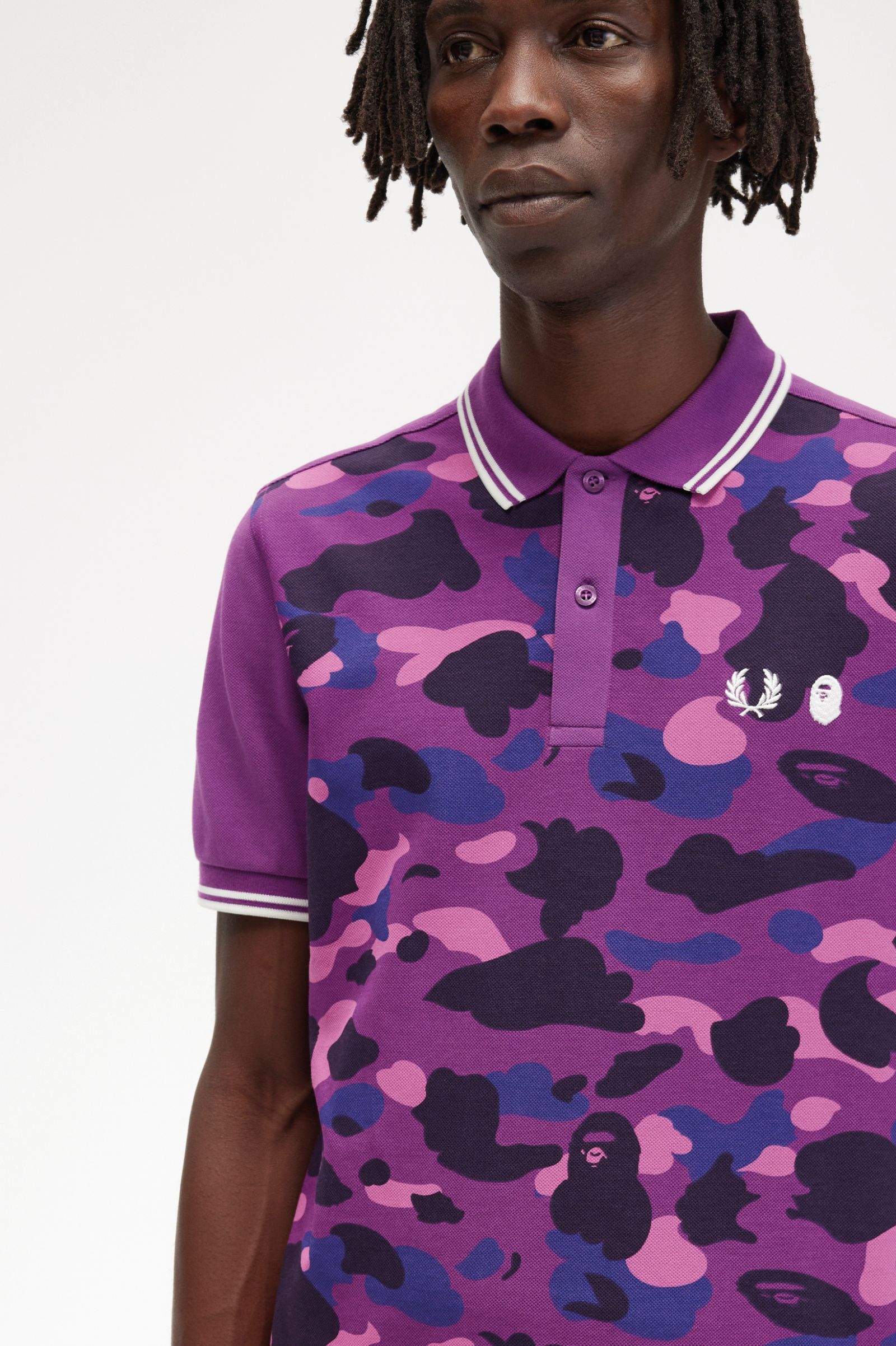 A Bathing Ape®Camouflage Fred Perry Shirt Black