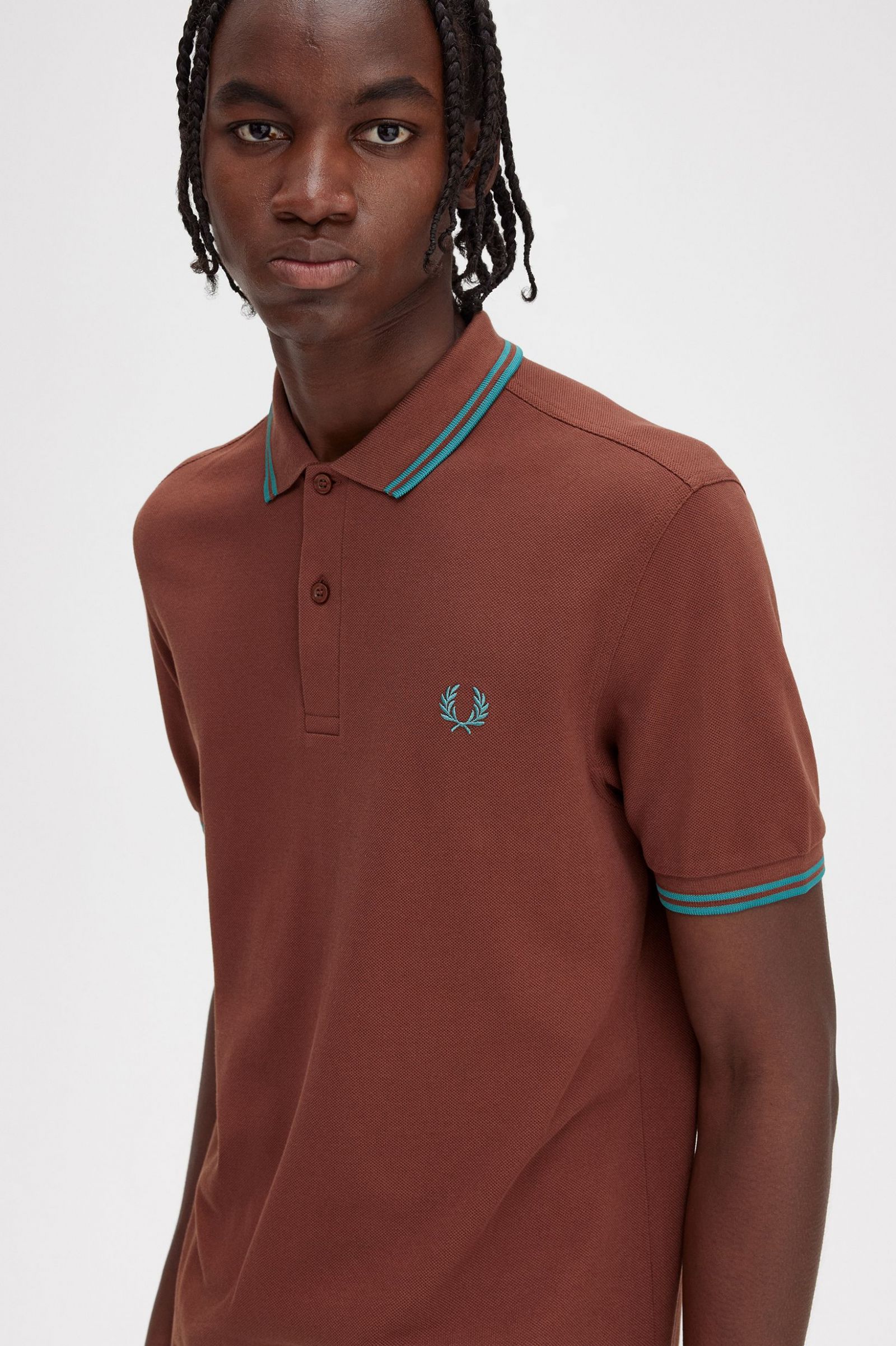 The Fred Perry ShirtM3600 Whisky Brown / Deep Mint / Deep Mint