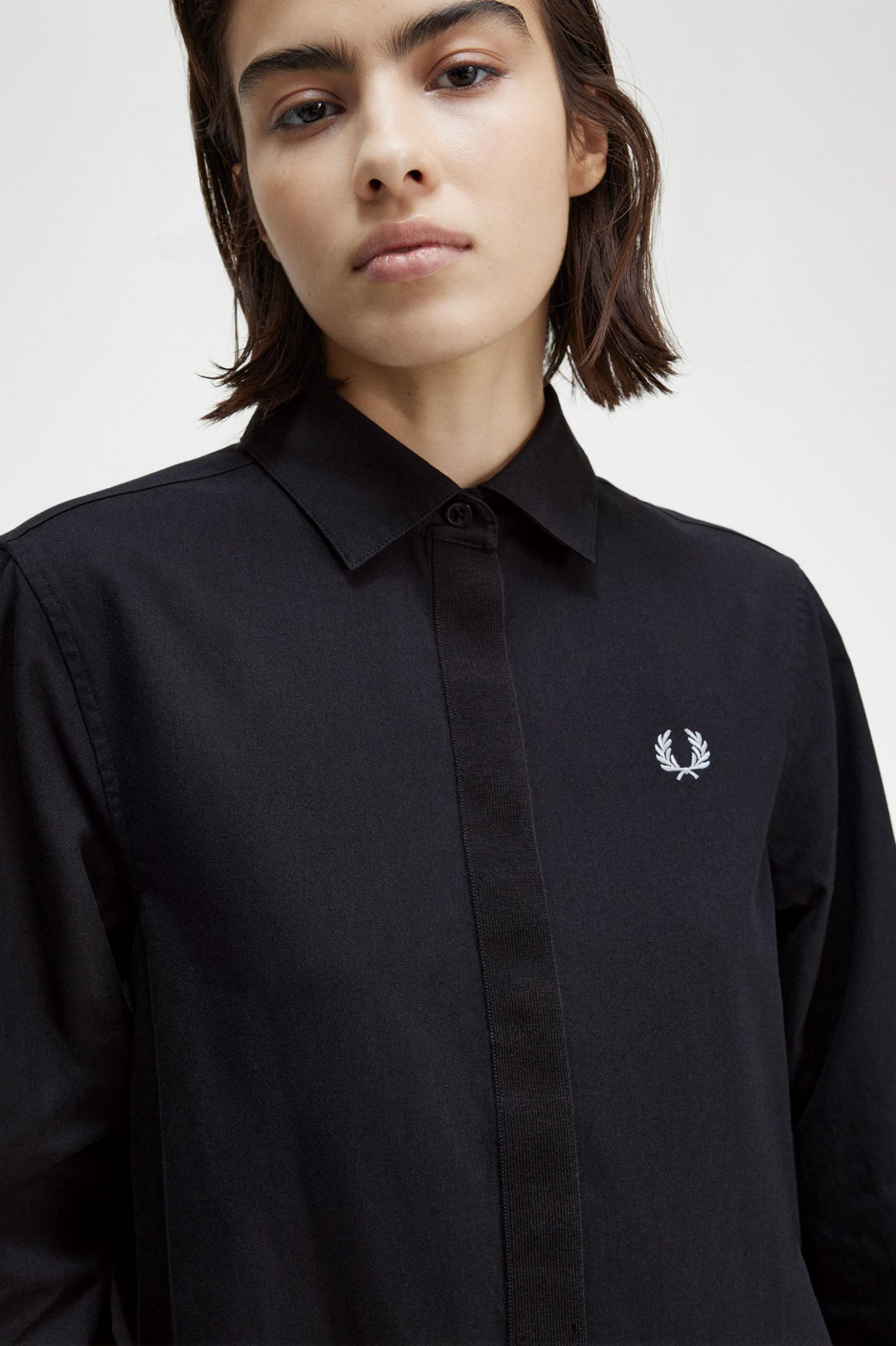 Fishtail Hem Shirt Dress Black