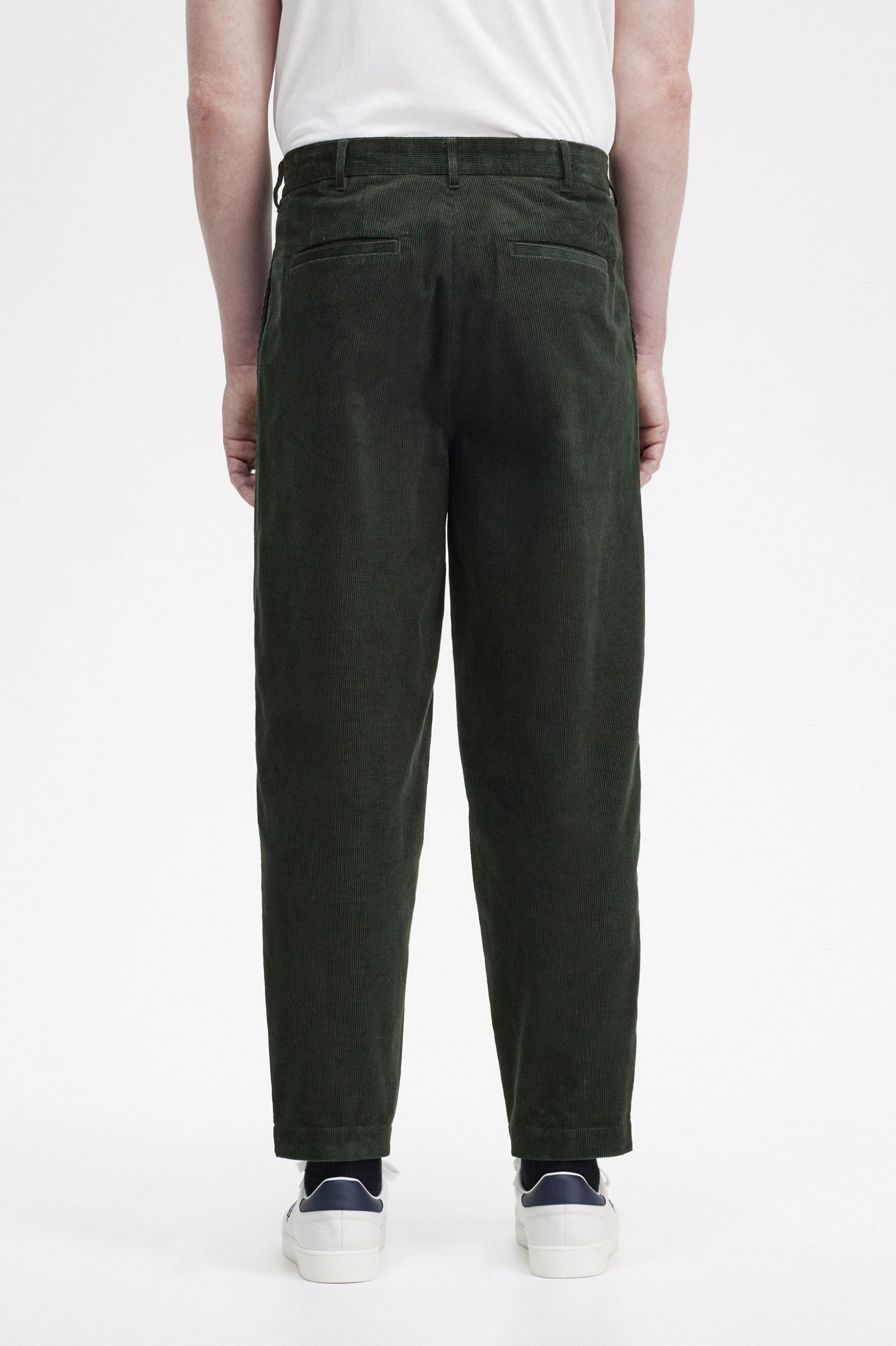 Waffle Cord Tapered Trousers Night Green
