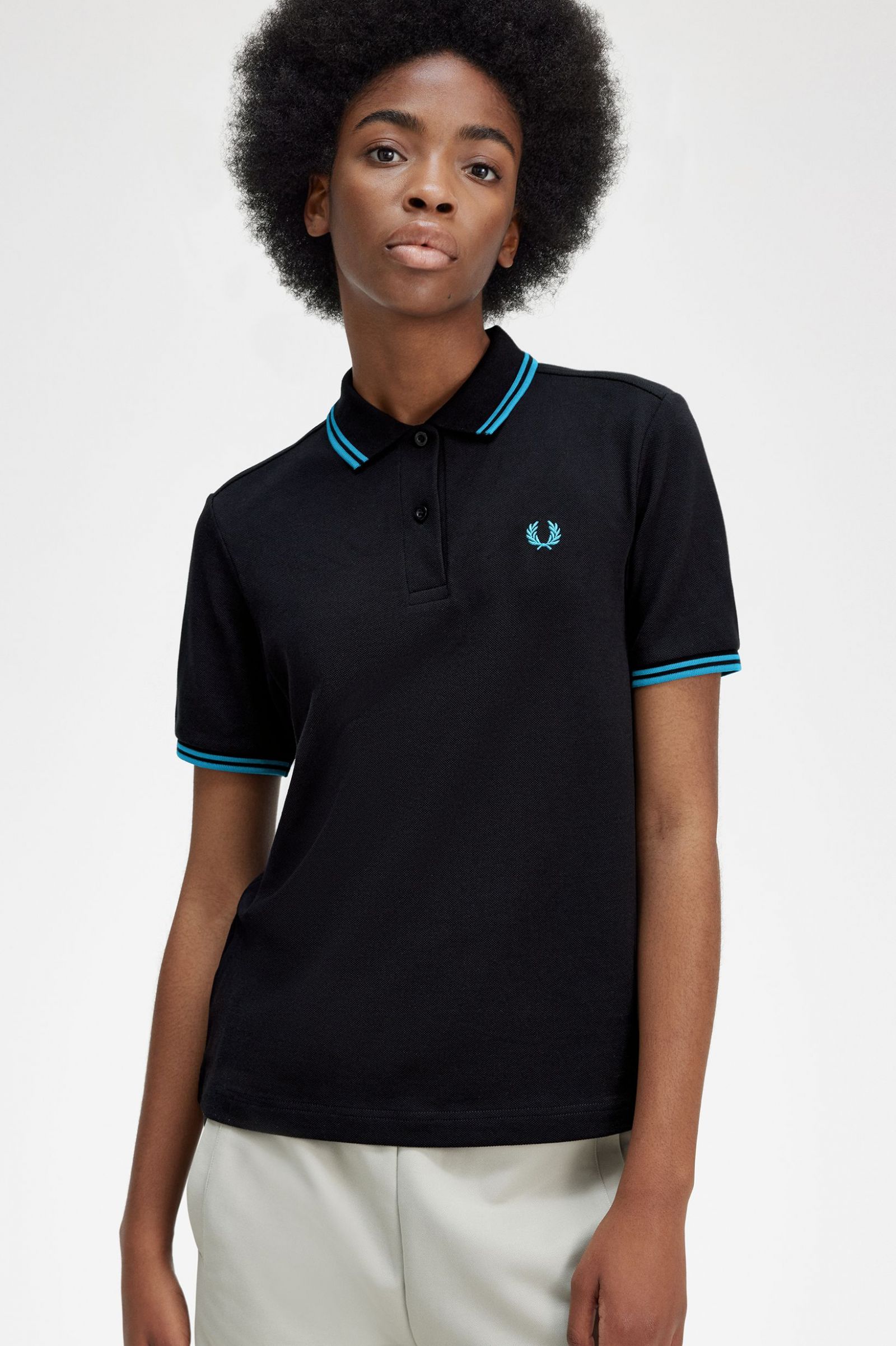 The Fred Perry ShirtG3600 Black / Cyber Blue / Cyber Blue