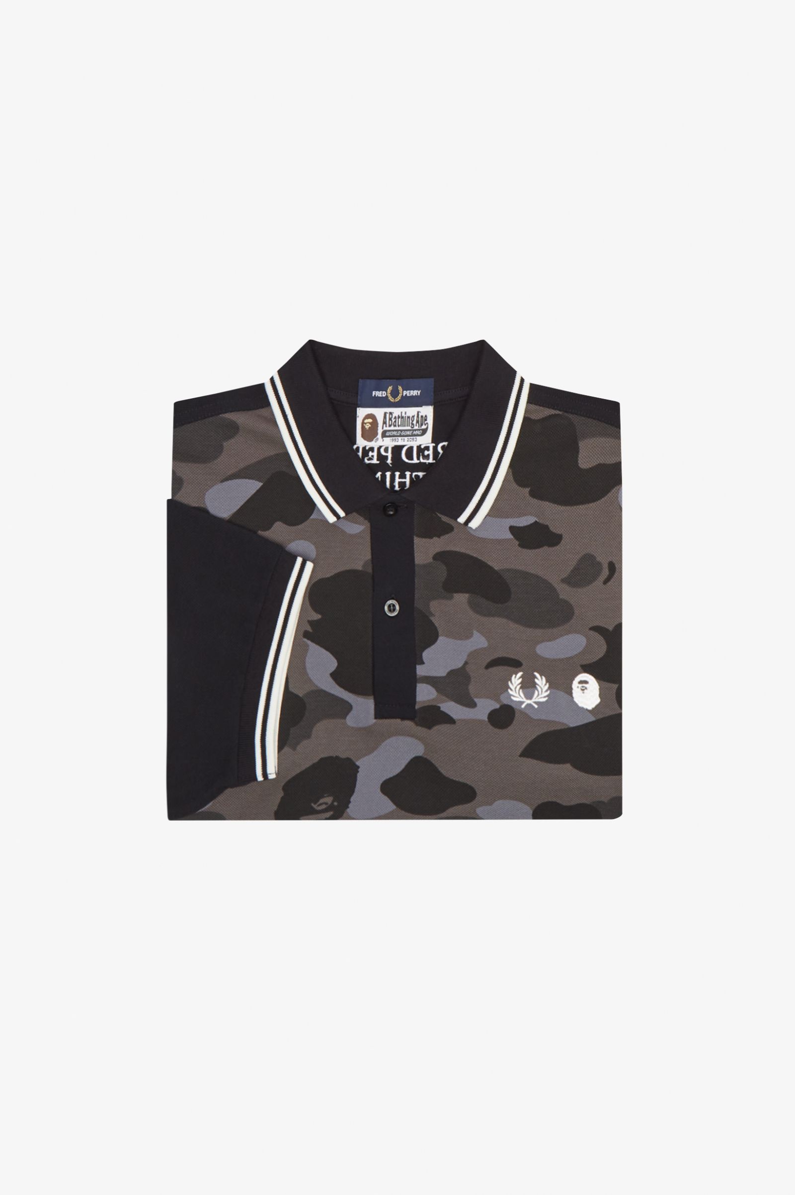 A Bathing Ape®Camouflage Fred Perry Shirt Black