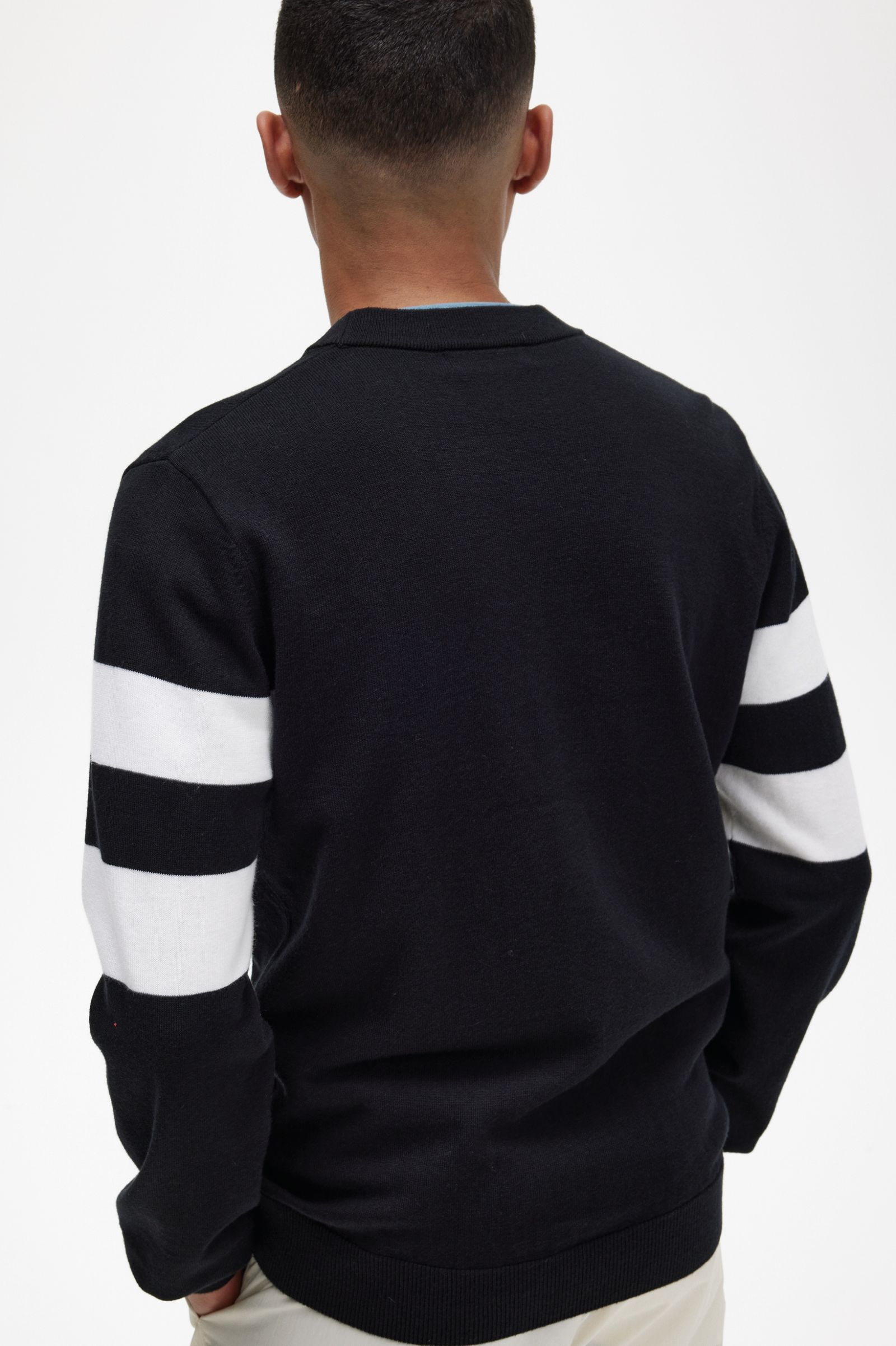 Tipped Sleeve Cardigan Black