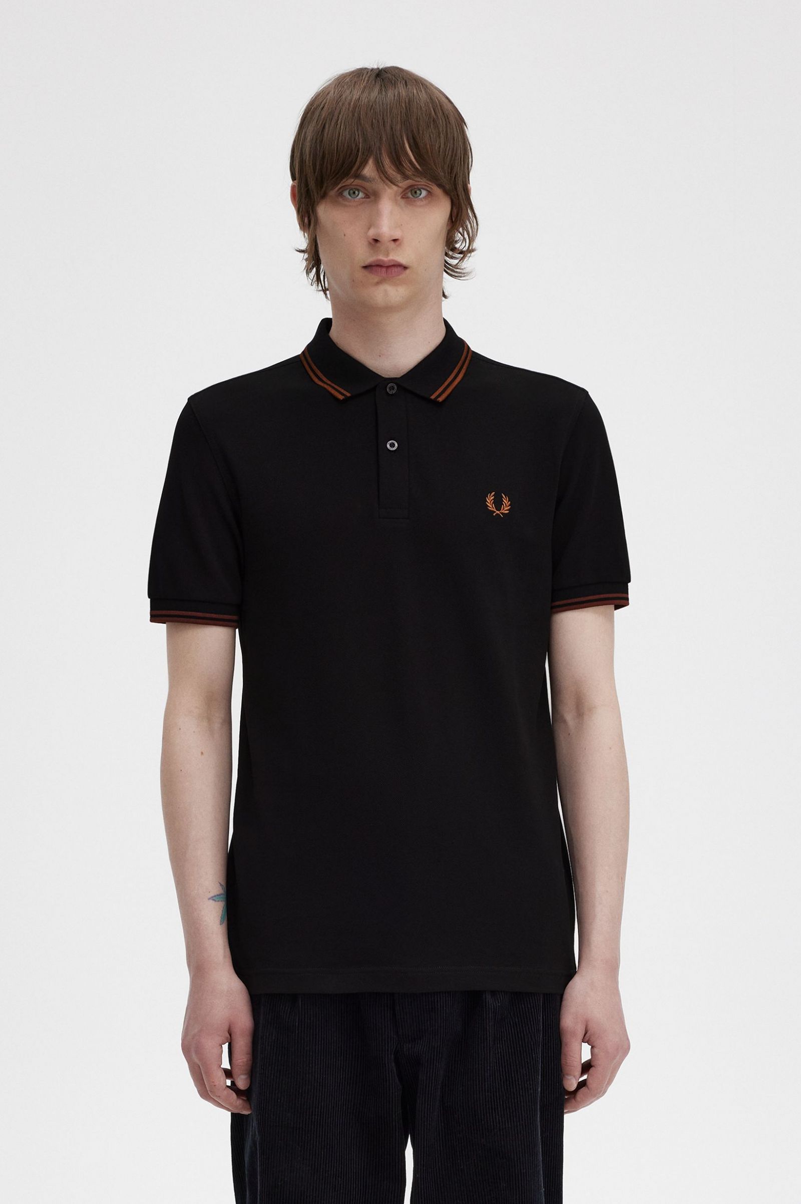 The Fred Perry ShirtM3600 Black / Whisky Brown / Whisky Brown