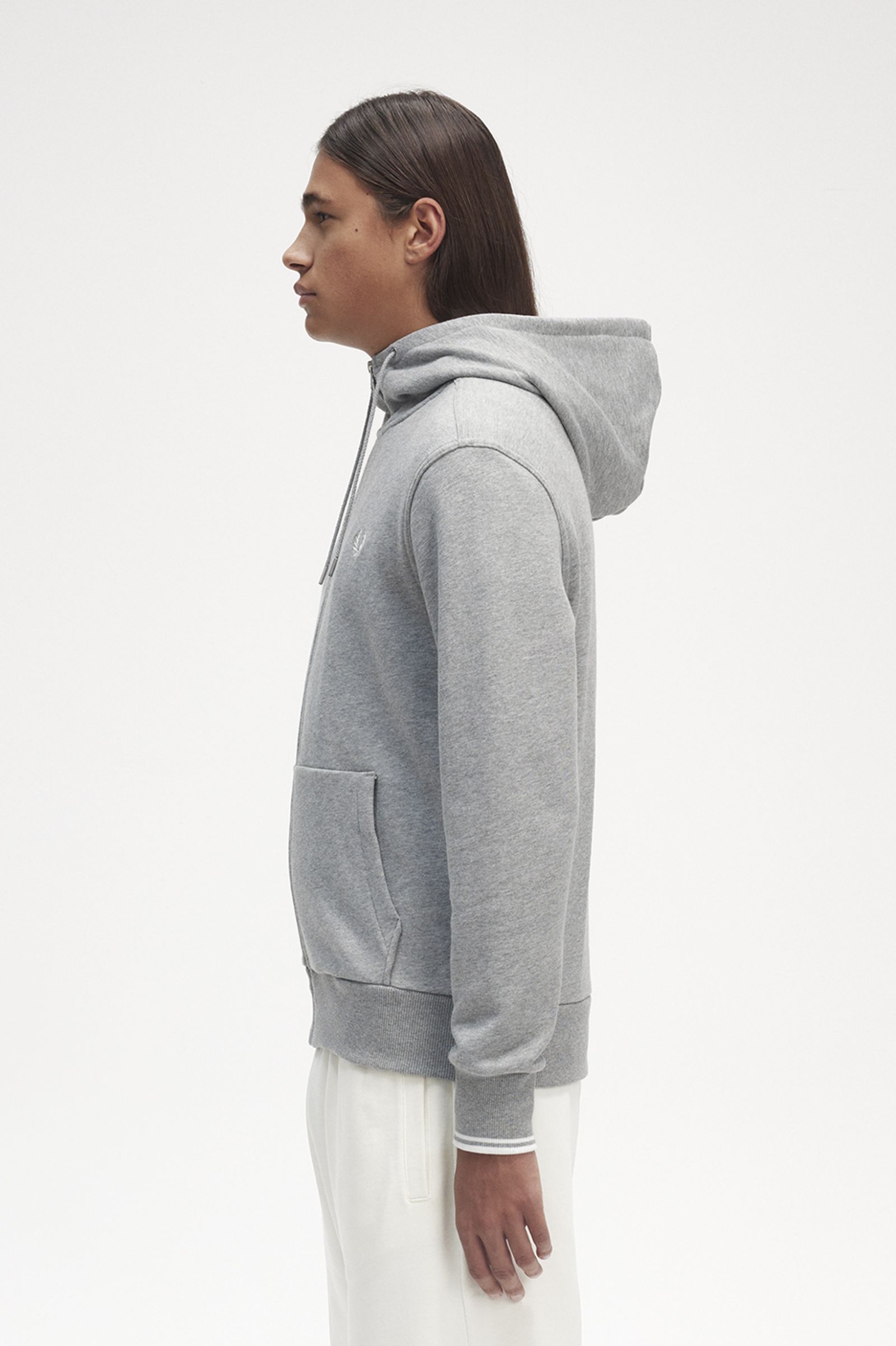 Hooded Zip Through Sweatshirt Steel Marl