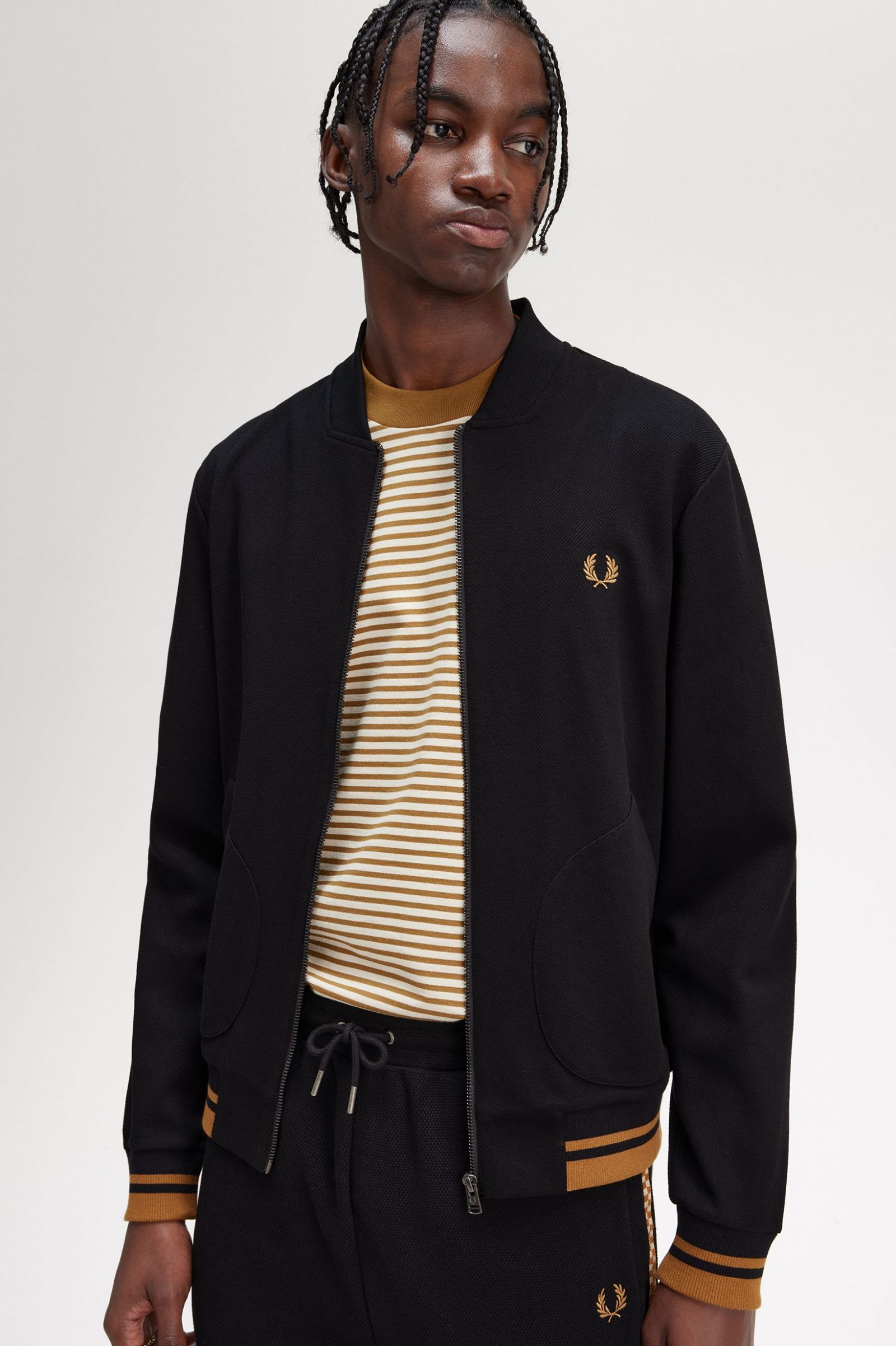 Tipped Detail Track Jacket Black