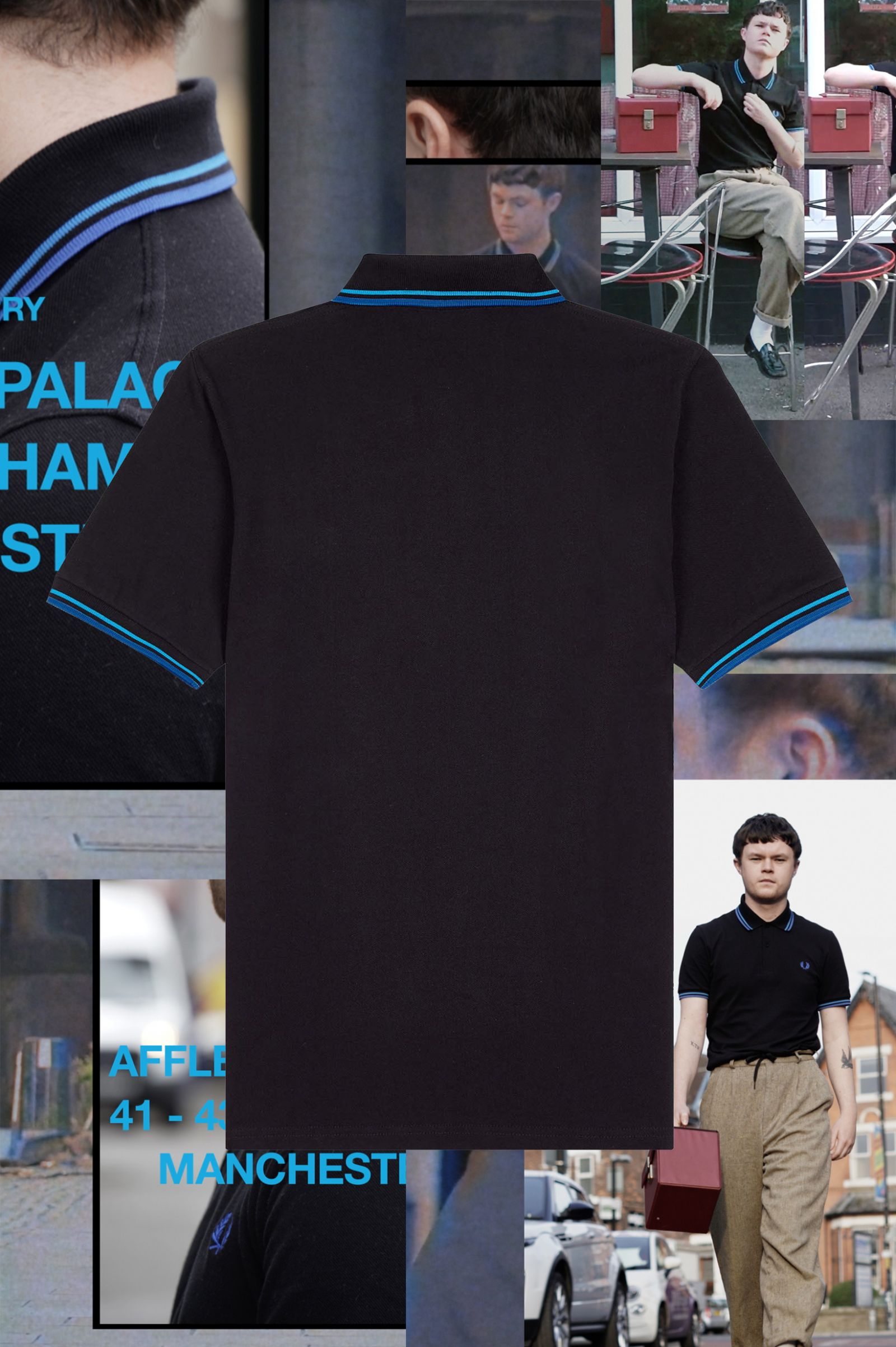 The Fred Perry ShirtM12 Black / Stockport Sky Blue Blue / Manchester Blue