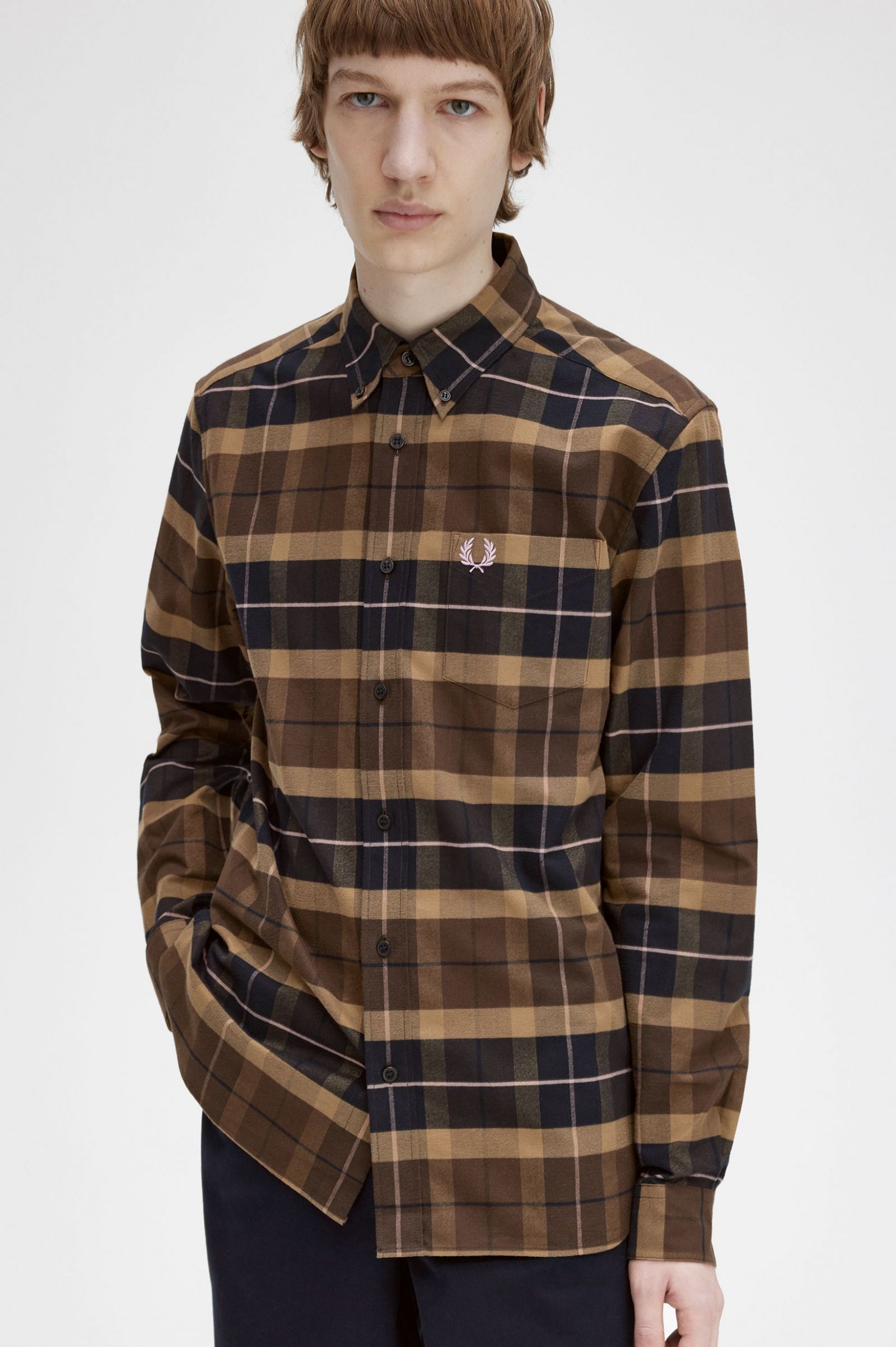 Brushed Tartan Shirt Burnt Tobacco