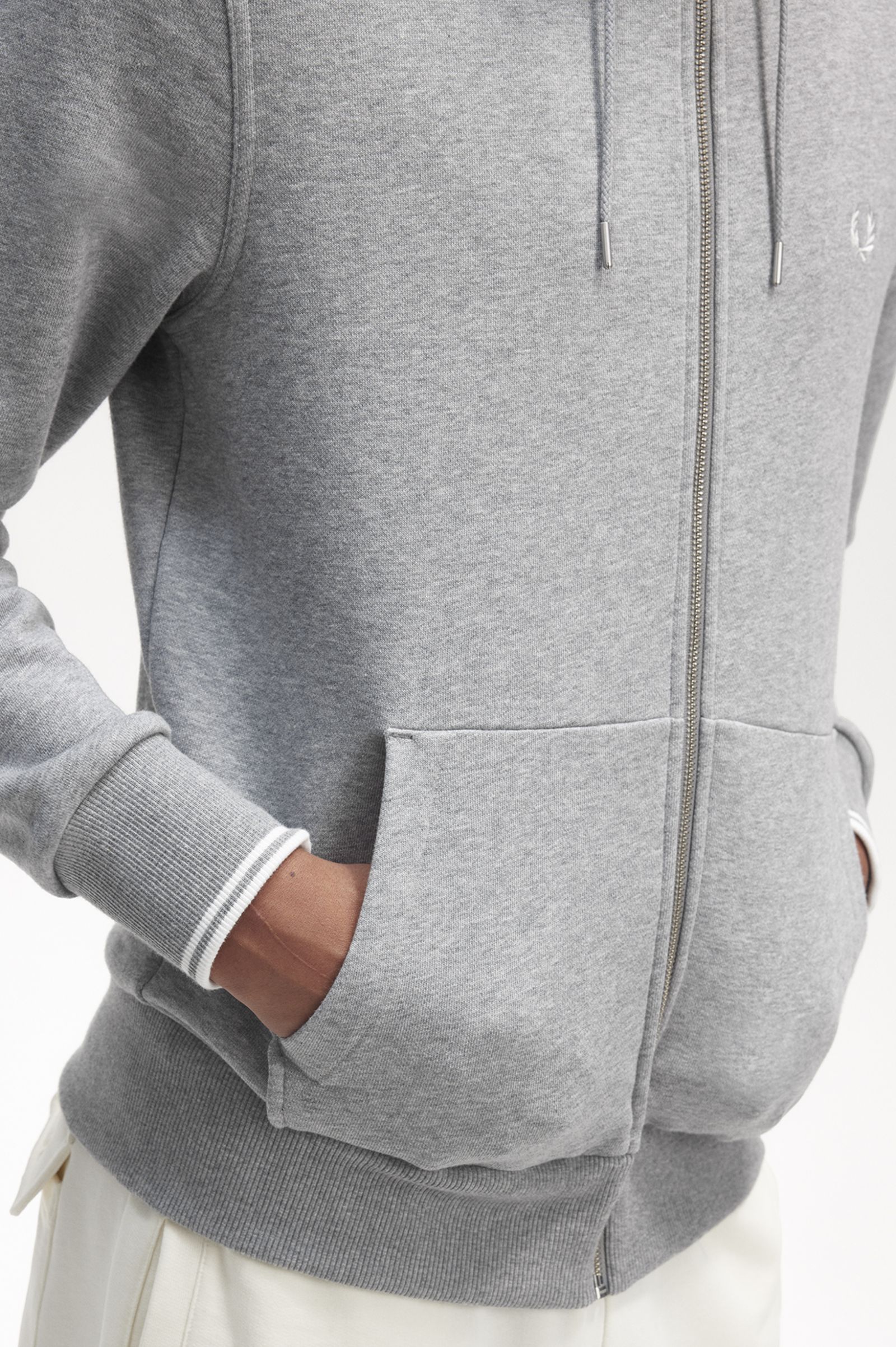 Hooded Zip Through Sweatshirt Steel Marl