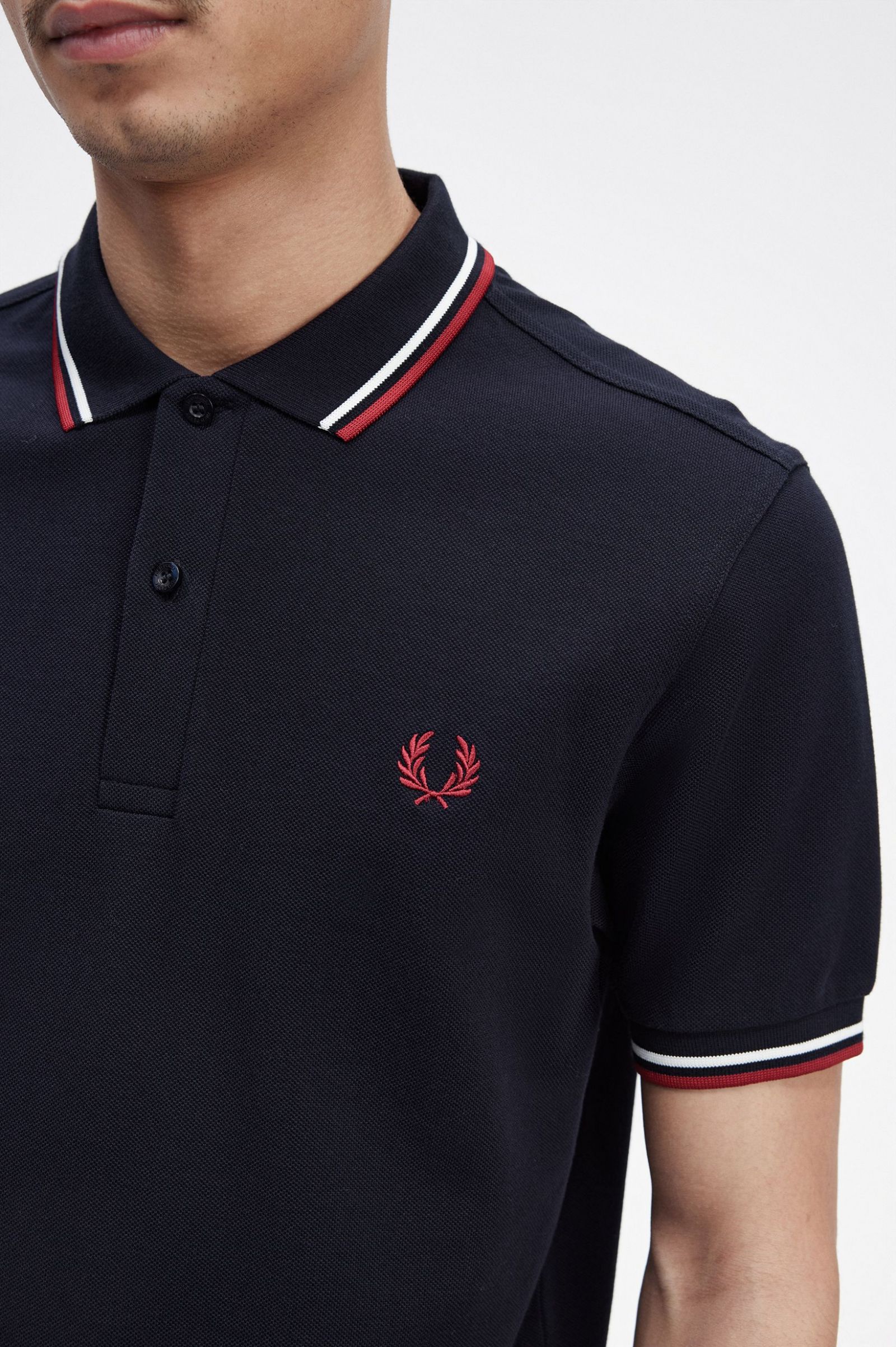 The Fred Perry ShirtM3600 Navy / Snow White / Burnt Red
