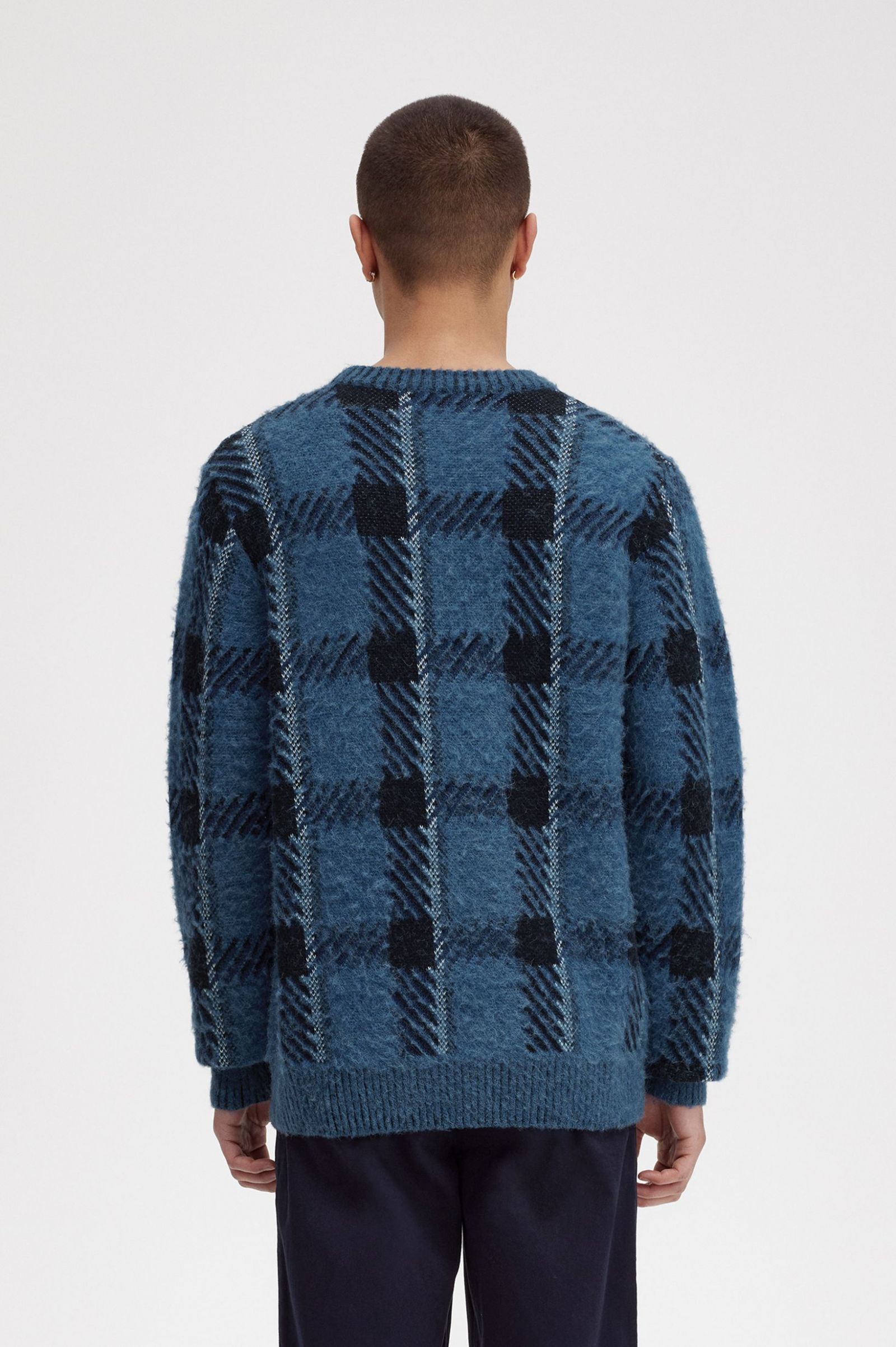Glitch Tartan Jumper Midnight Blue