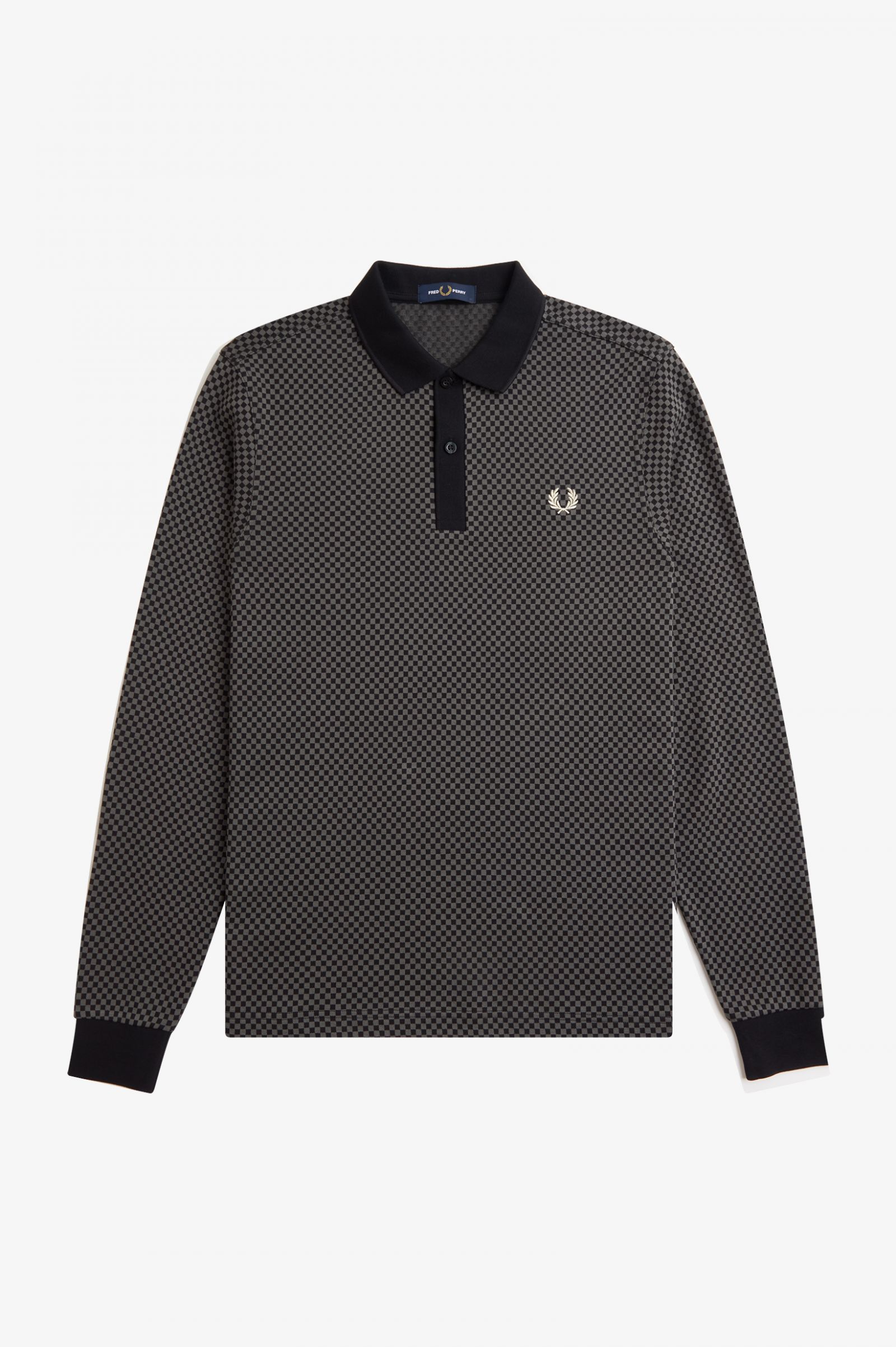 Micro Chequerboard Polo Shirt Black / Field Green