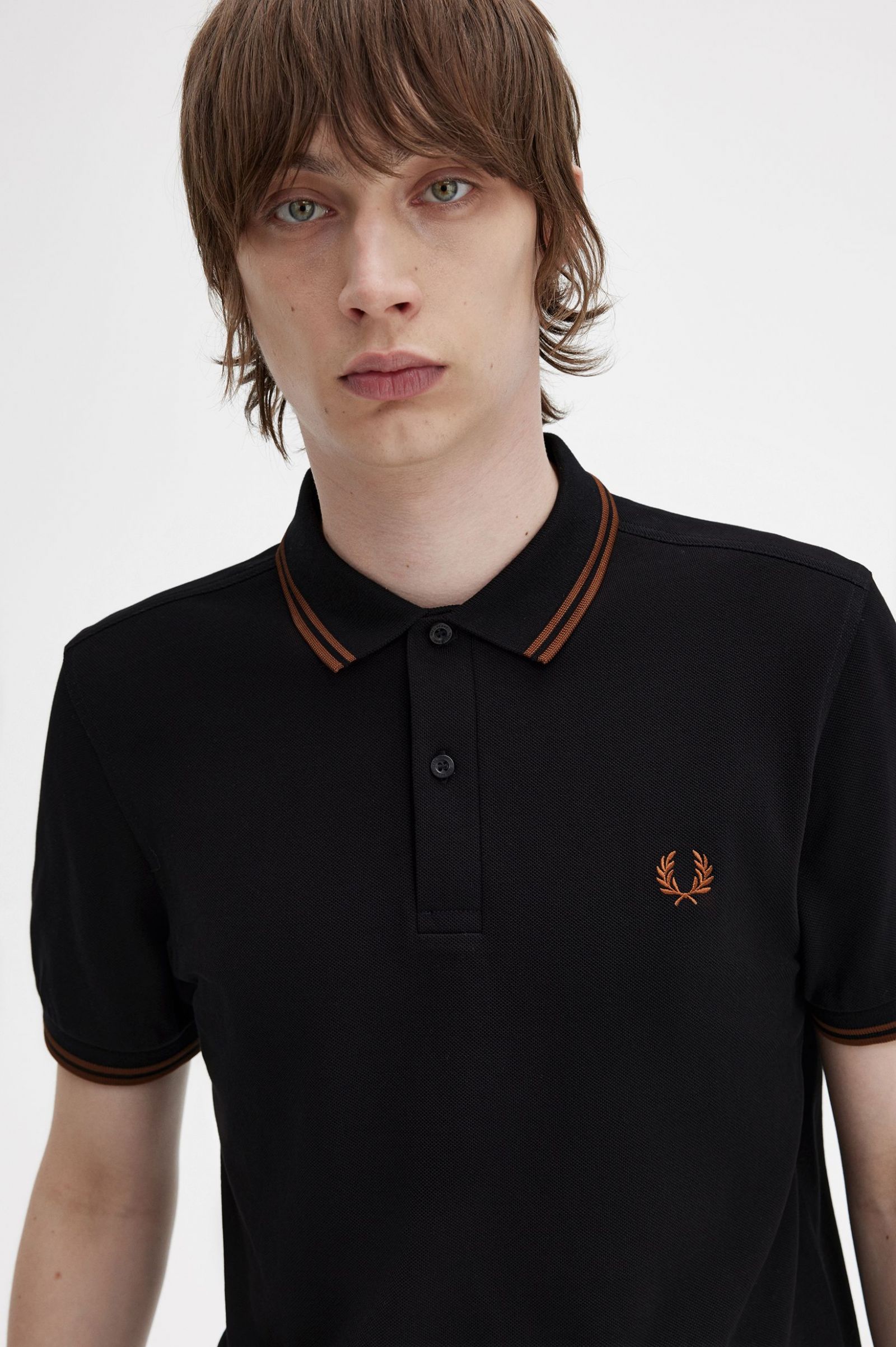 The Fred Perry ShirtM3600 Black / Whisky Brown / Whisky Brown