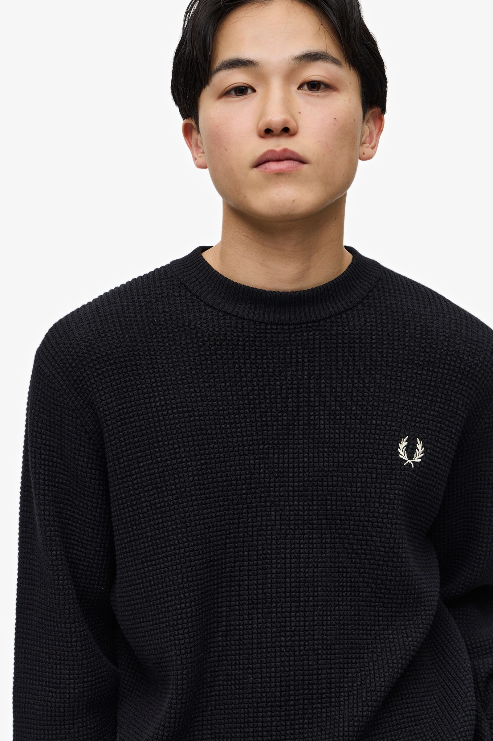 Waffle Stitch Jumper Black